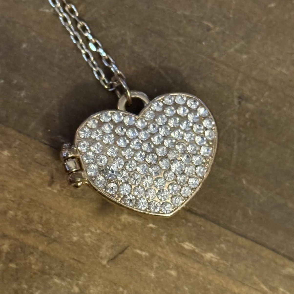 Other Long gold tone pave heart locket pendant necklace Size ONE SIZE - 5 Thumbnail