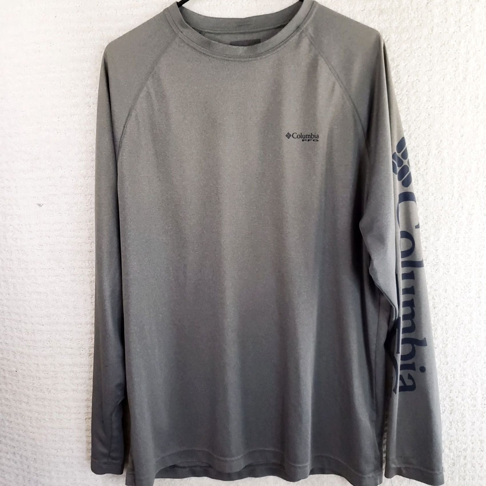 Vintage Columbia PFG Fishing Sun Shirt Men's L American Flag Graphic Long Sleeve Crew T Shirt Mens Regular Lightweight Moisture Wicking 50+SPF Gray Size US L / EU 52-54 / 3 - 2 Thumbnail