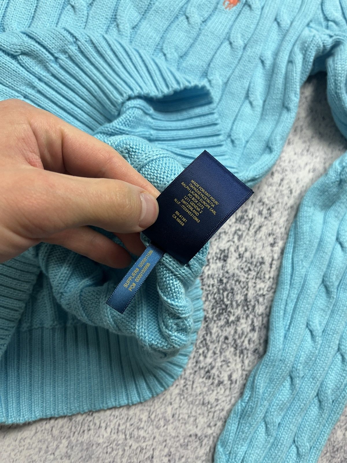 Polo Ralph Lauren × Ralph Lauren Polo Ralph Lauren V-neck Women’s Blue Cable Knit Sweater Size M / US 6-8 / IT 42-44 - 9 Thumbnail