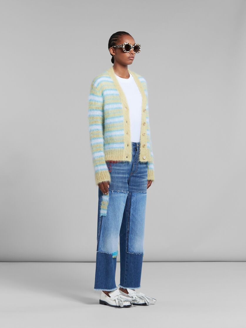 Marni o1w1db10125 Mohair Cardigan in Yellow/Blue Size M / US 6-8 / IT 42-44 - 4 Thumbnail