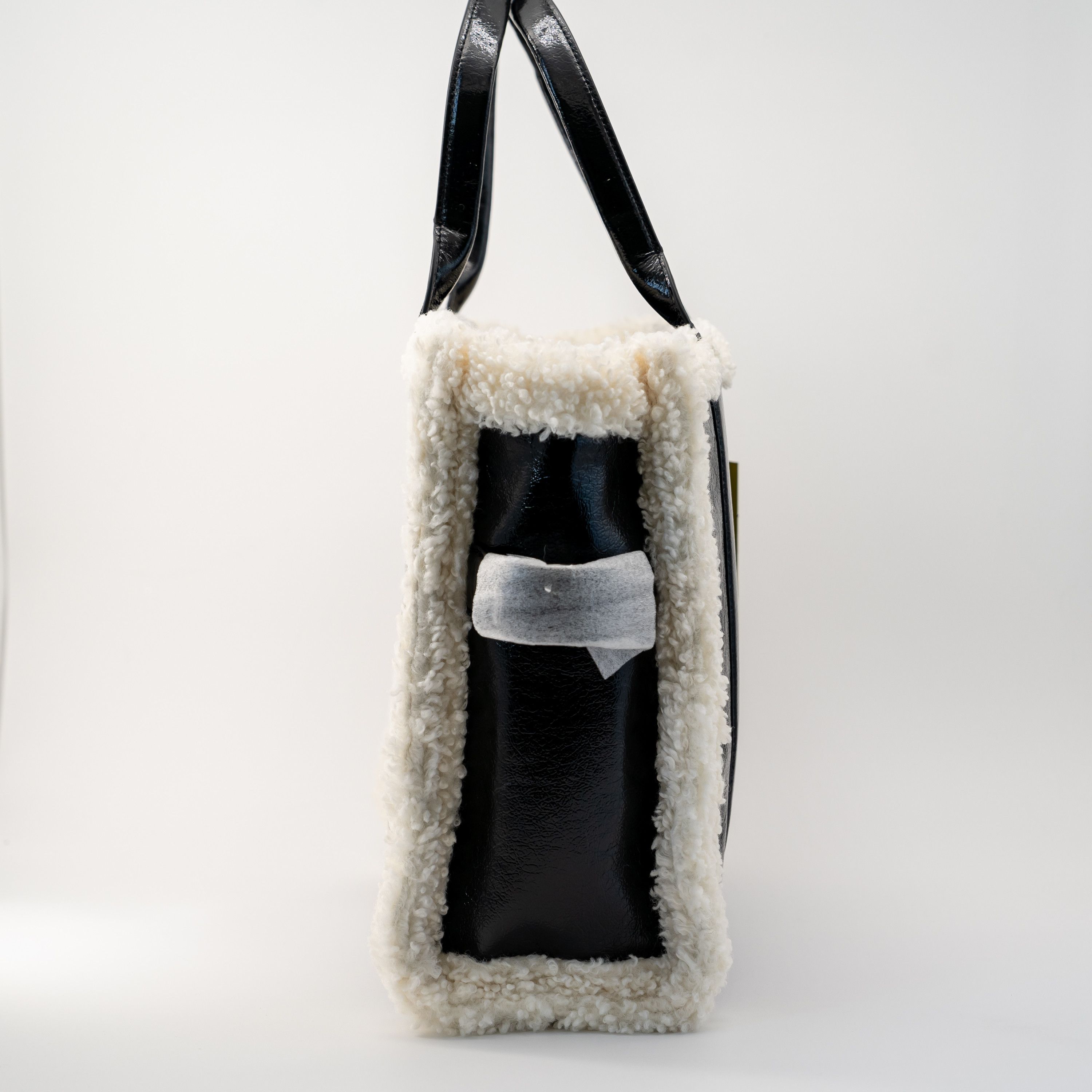 Marc Jacobs Marc Jacobs Crinkle Leather Shearling Tote Bag Large Black Size ONE SIZE - 3 Thumbnail