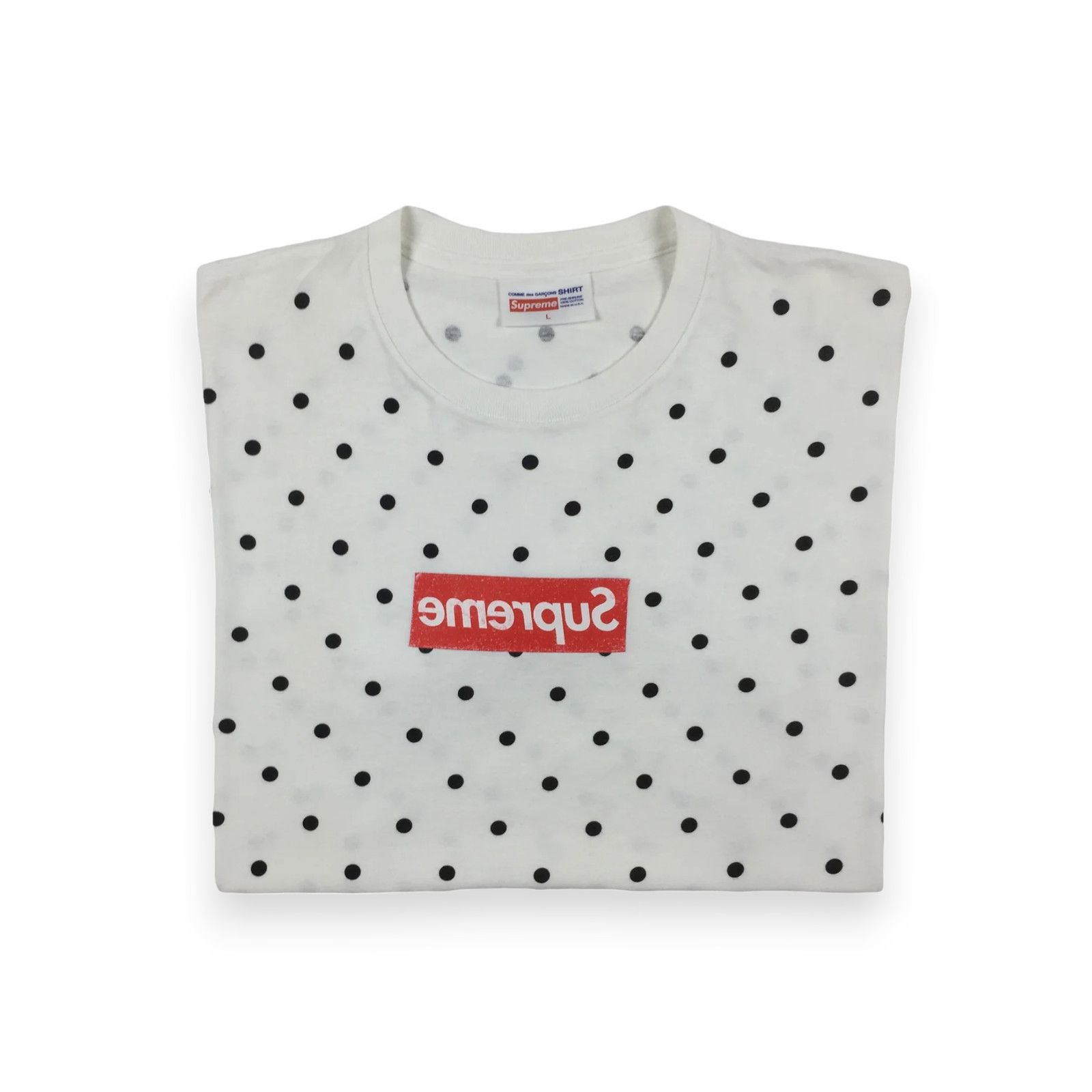 2012 Supreme x CDG Polka Dot White Box Logo Tee