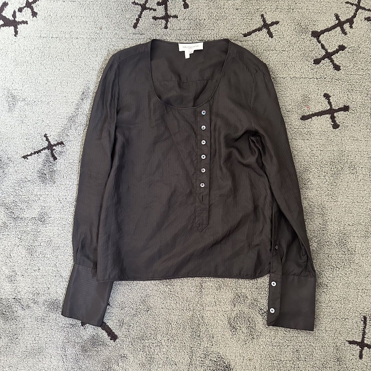 image of Archive Balenciaga Button Up Shirt Ghesquiere 2002 Vintage in Black, Women's (Size Medium)