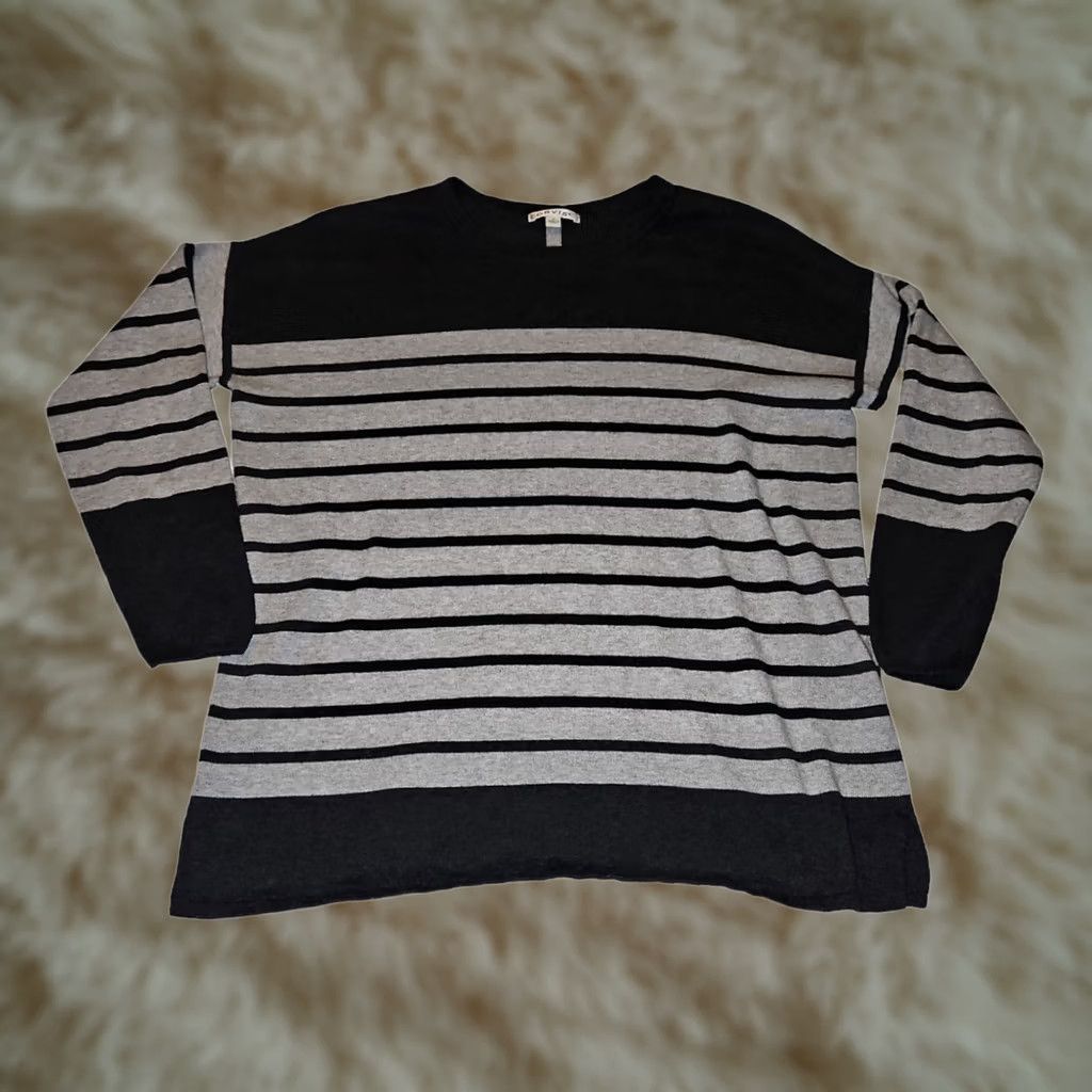 Orvis Orvis Sweatshirt Women's Medium Gray Striped Cotton Cashmere Silk Preppy 90s Size M / US 6-8 / IT 42-44 - 1 Thumbnail