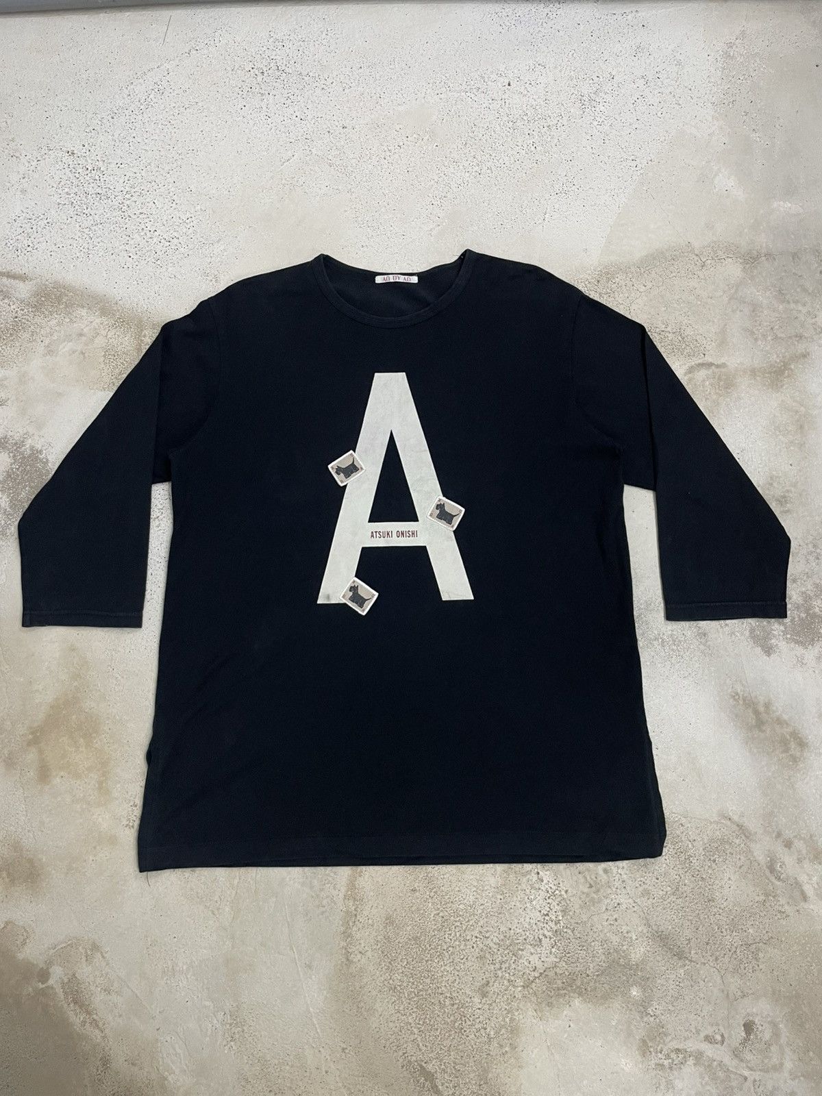 Japanese Brand Atsuki Onishi AO Spellout Puppy Graphic 3Q Sleeve Size US L / EU 52-54 / 3 - 3 Thumbnail
