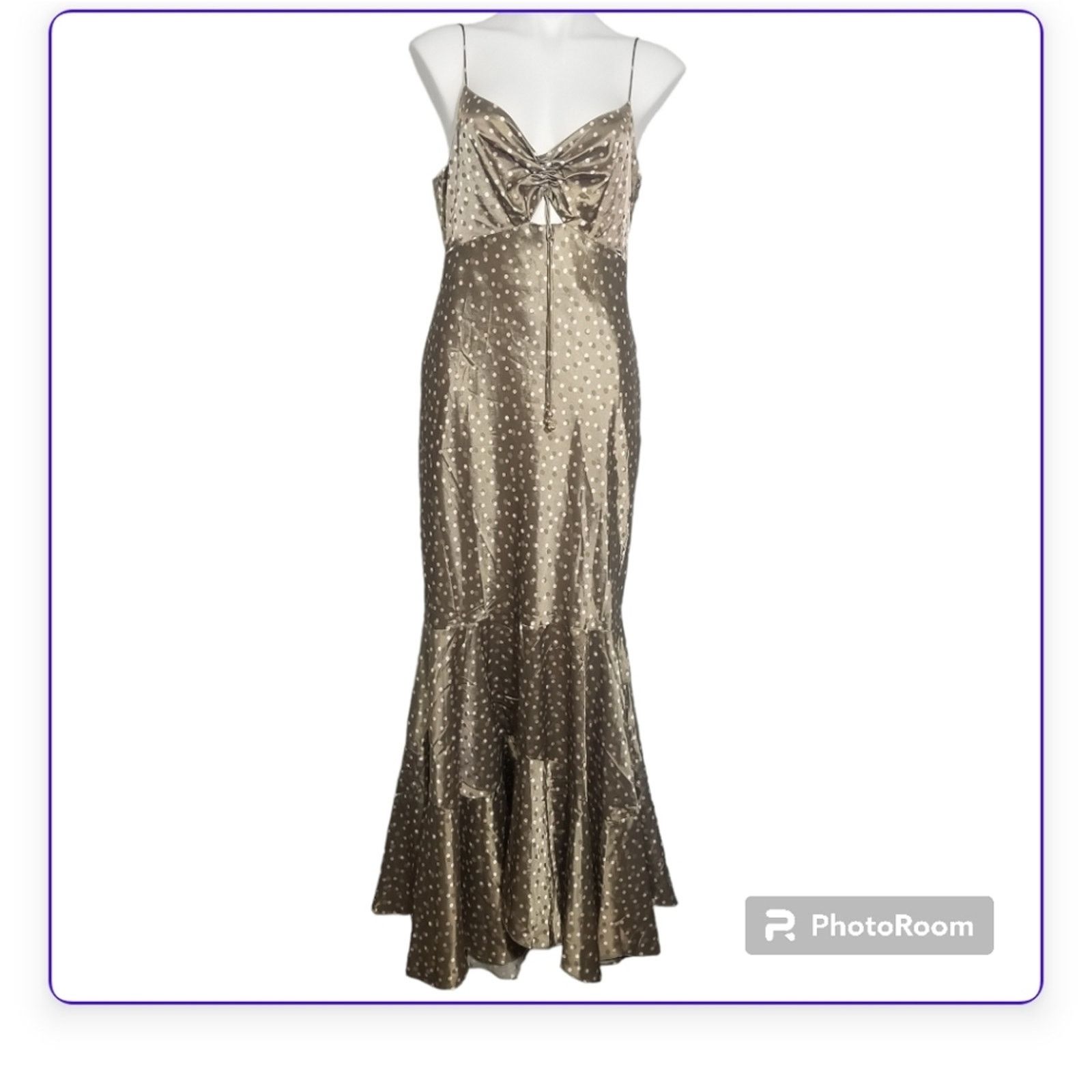 Significant Other NWT Significant Other Sofia Satin Polka Dot Maxi Dress Size L / US 10 / IT 46 - 3 Thumbnail