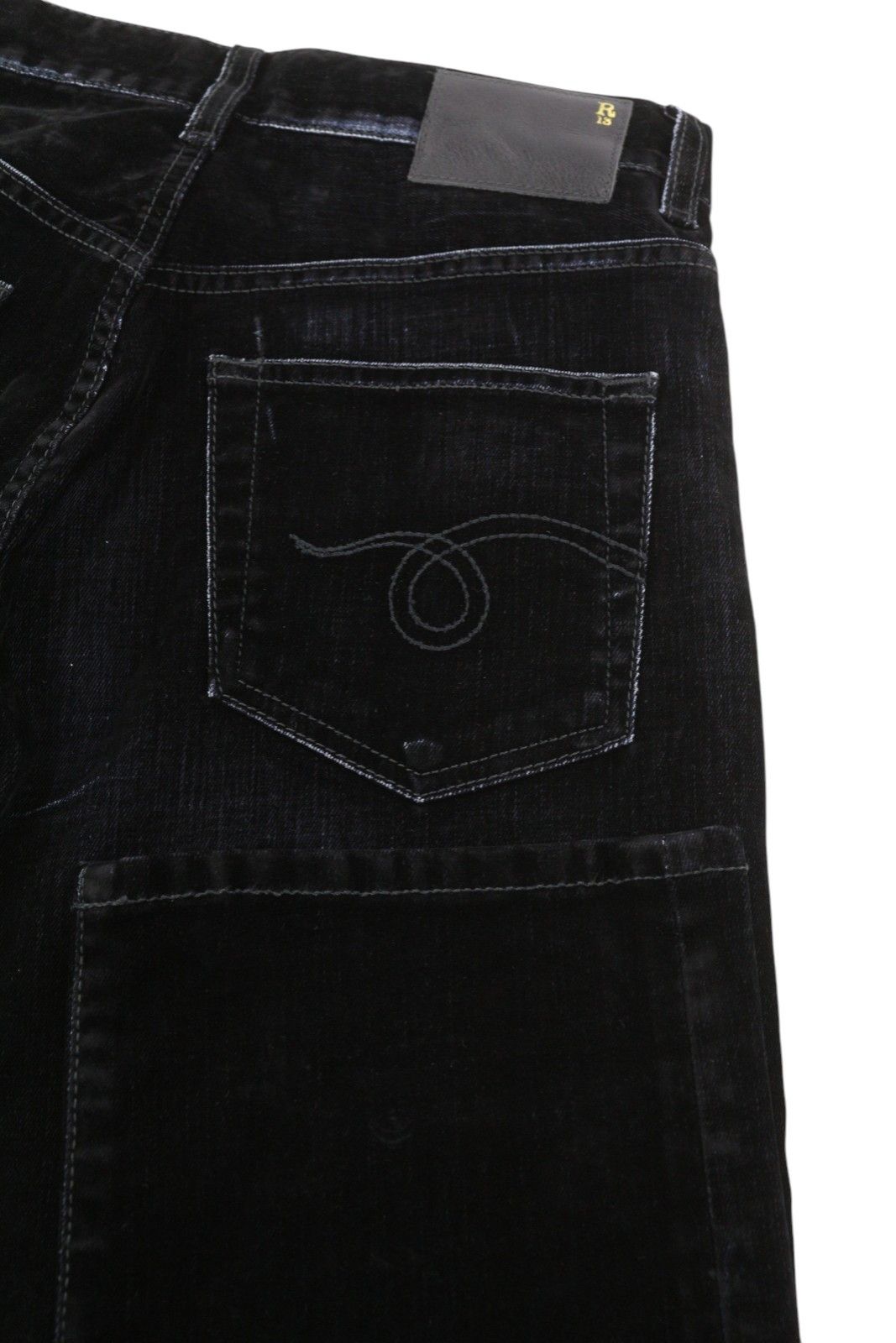 R13 ROMEO 24 Flocked Black Velvet Ankle Straight Zip 85814 Size 24" / US 00 / IT 34 - 5 Thumbnail