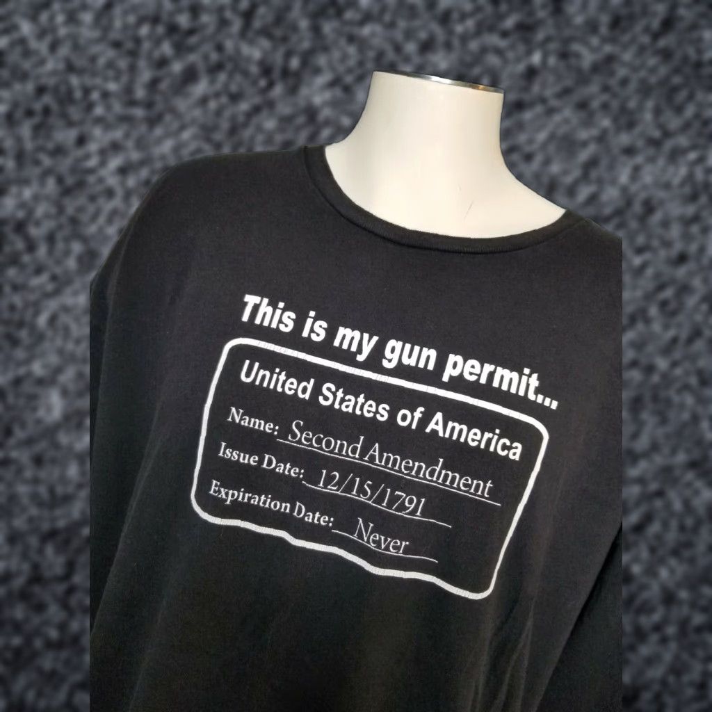 Vintage Vintage Bayside Men's 3XL T-Shirt Black 2nd Amendment Gun Permit USA Crew Neck Short Sleeve Size US XXL / EU 58 / 5 - 1 Thumbnail