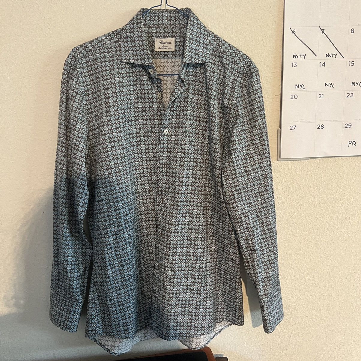 Strenstroms Vintage Stenströms Brown and Blue long sleeved dress shirt Size US M / EU 48-50 / 2 - 2 Thumbnail