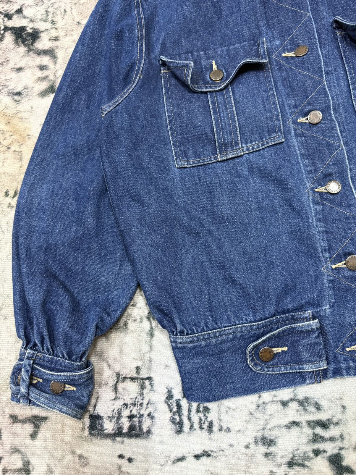Japanese Brand × Norma Kamali × Vintage Norma Kamali Denim Bomber Jacket Size S / US 4 / IT 40 - 4 Thumbnail