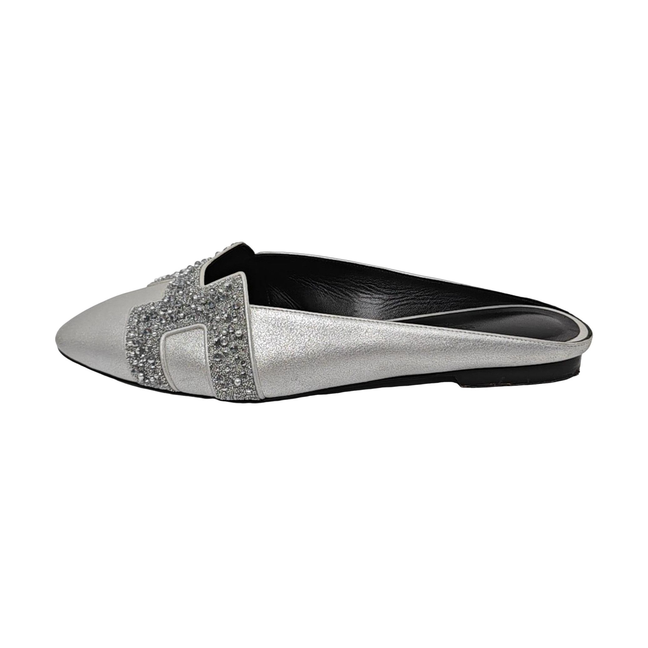 Hermes HERMÈS Embellished Silver Leather Mules 39 Size US 9 / IT 39 - 1 Thumbnail