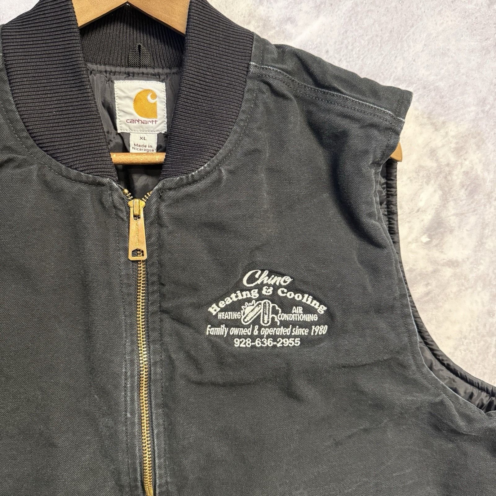 Carhartt Carhartt Vest Mens XL V01 Blk Canvas Quilted Lined Workwear Size US XL / EU 56 / 4 - 3 Thumbnail