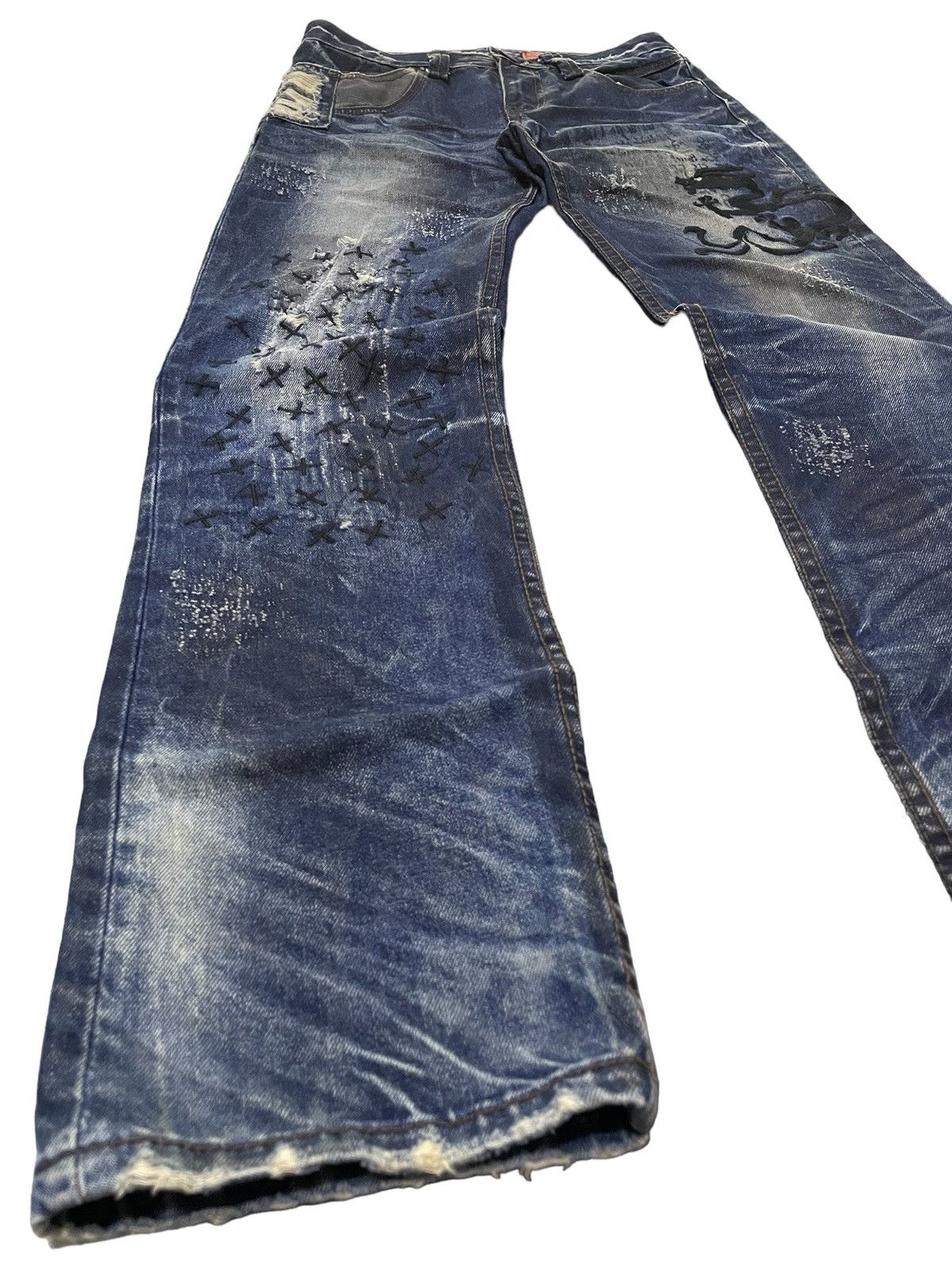 Japanese Brand × Kapital Cattan Farm Japan Uru Boro Claw Mark Dirt Wash Jeans Size US 30 / EU 46 - 10 Thumbnail