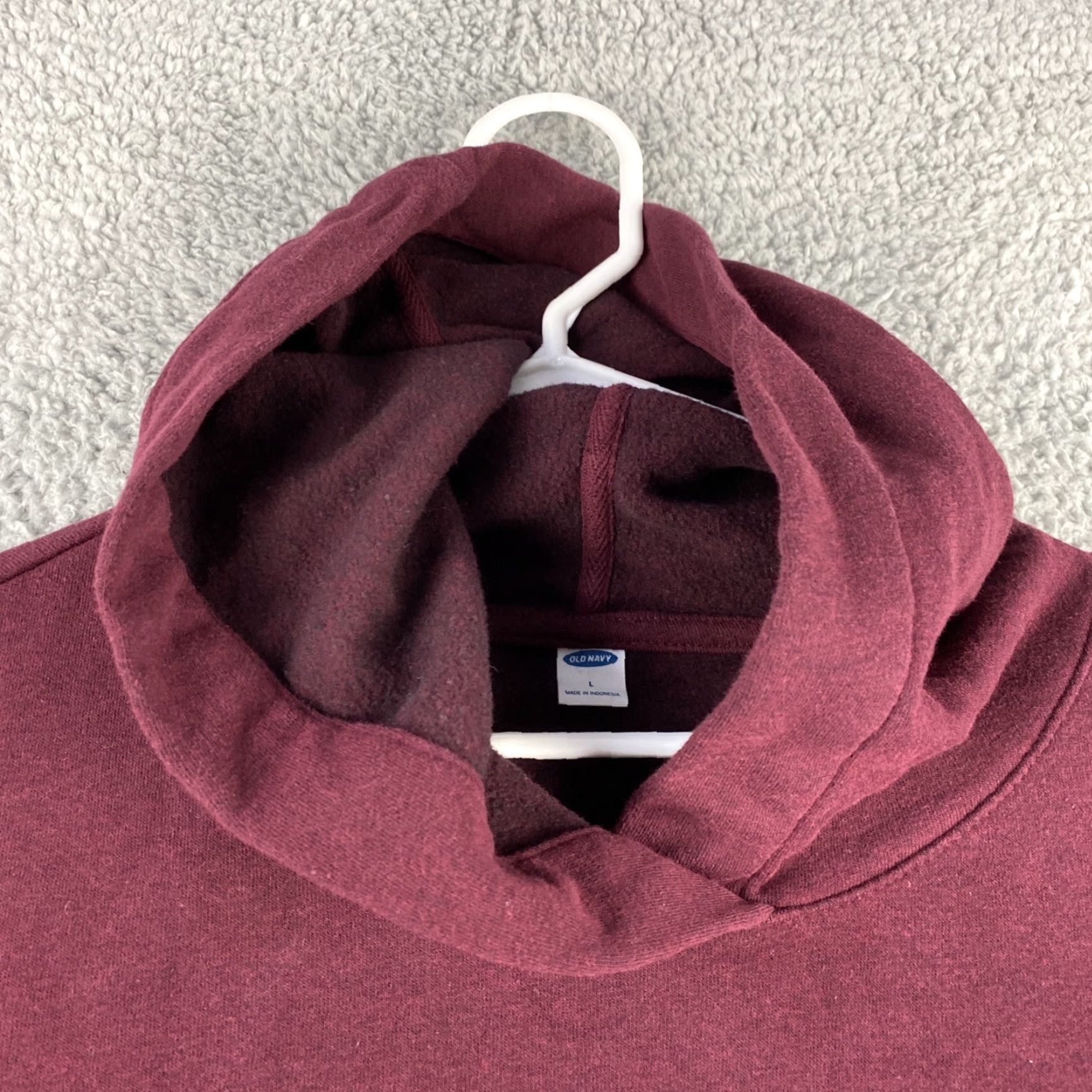 Old Navy Old Navy Women's Athletic Hooded Sweatshirt Sz L Burgundy Fleece Pullover Fall Spring Summer Winter Size L / US 10 / IT 46 - 5 Thumbnail