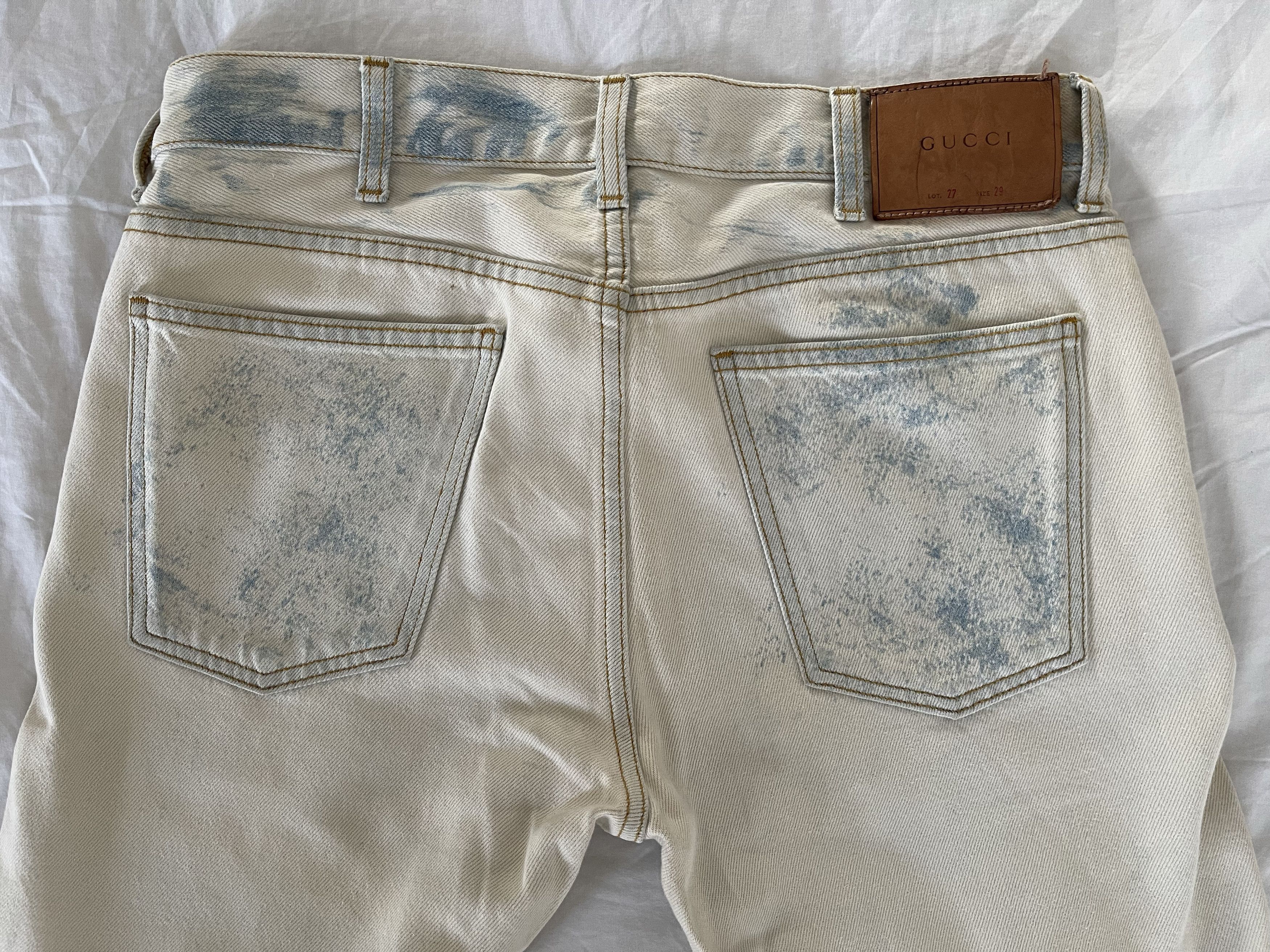 Gucci Gucci mens bleached white japanese denim pants Size US 29 - 3 Thumbnail