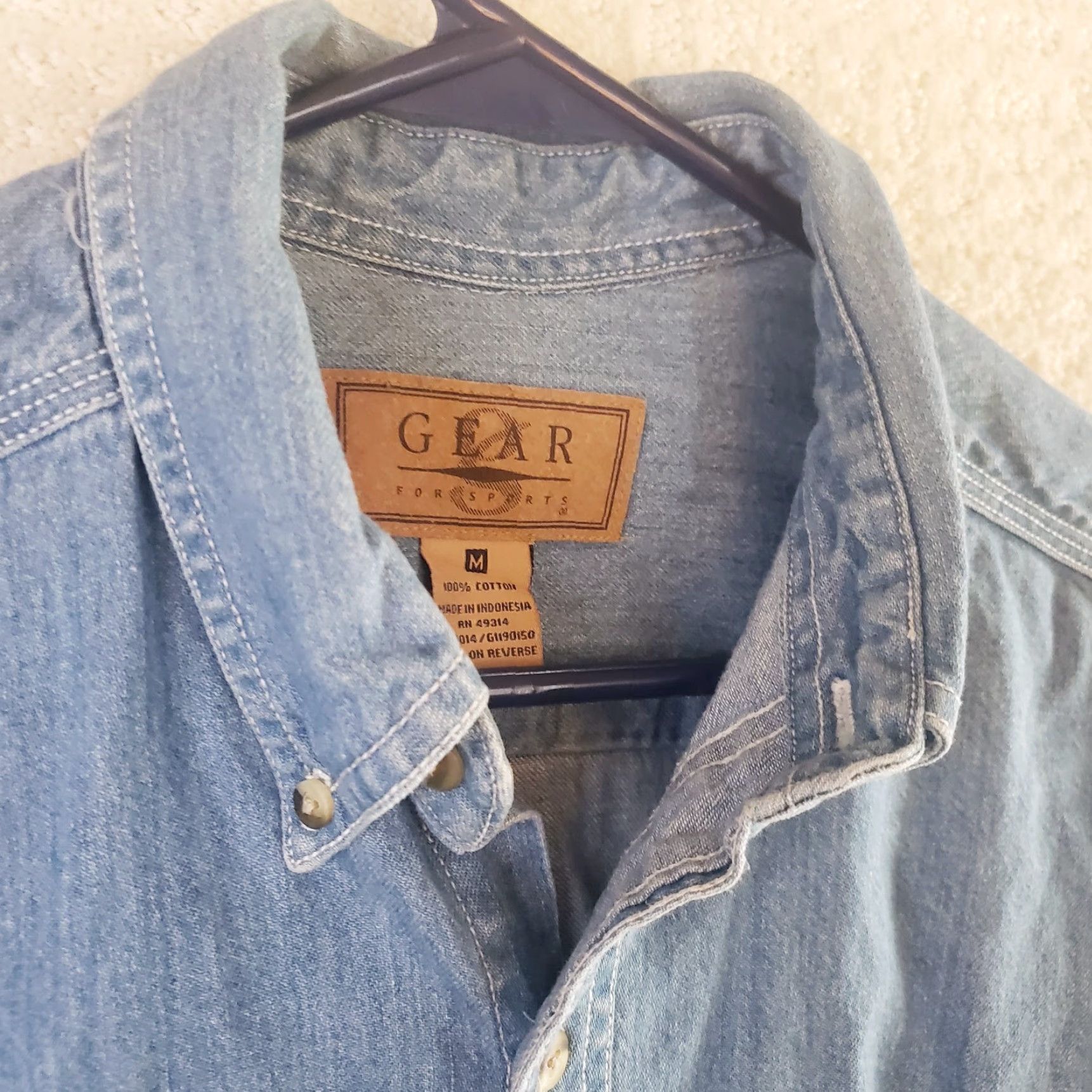 Denime Gear for Sports Men's M Blue Denim Button-Down Long Sleeve Shirt Size US M / EU 48-50 / 2 - 6 Thumbnail