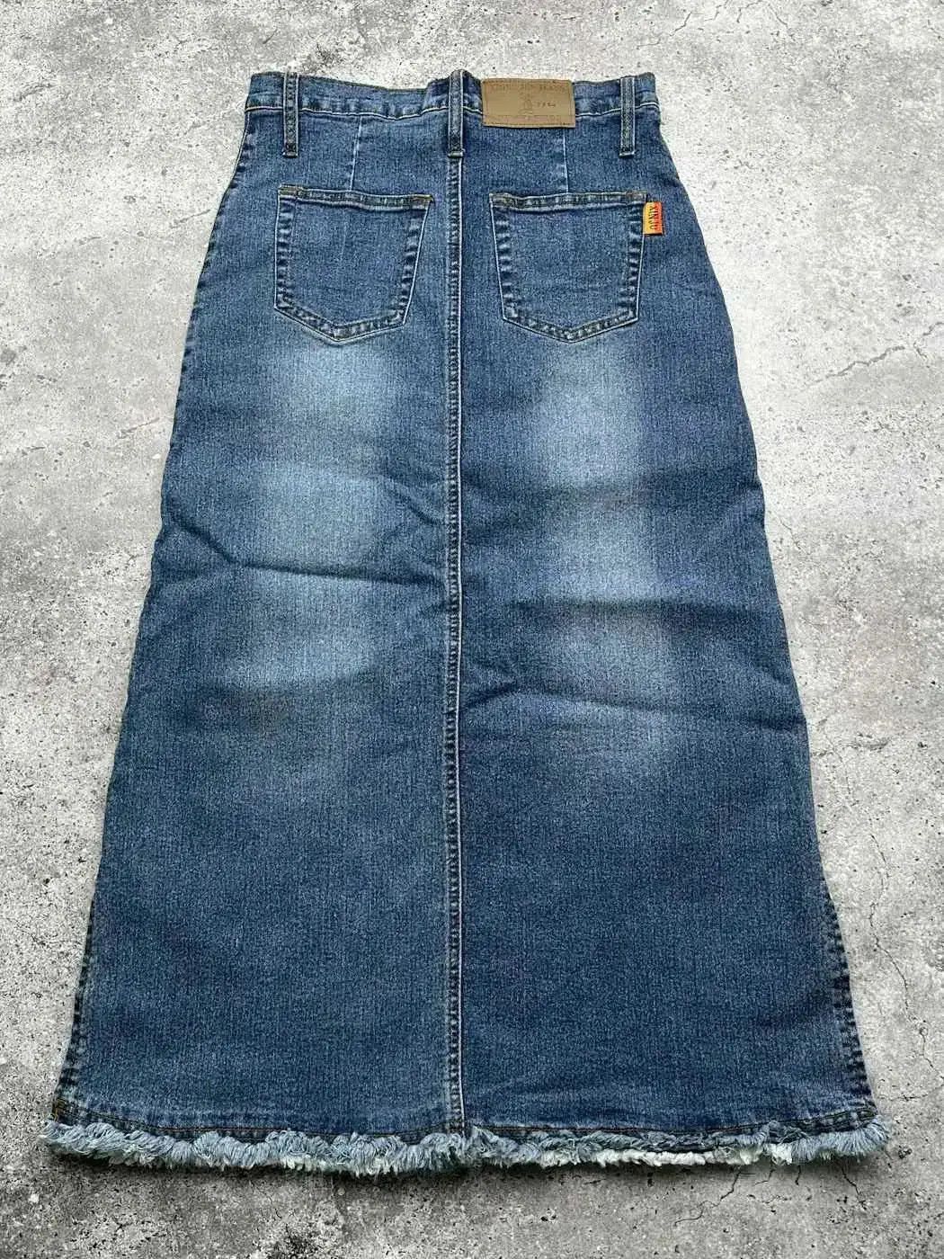 Japanese Brand Vintage Denim Maxi Skirt C451(V473)(E8) Size 26" / US 2 / IT 38 - 4 Thumbnail