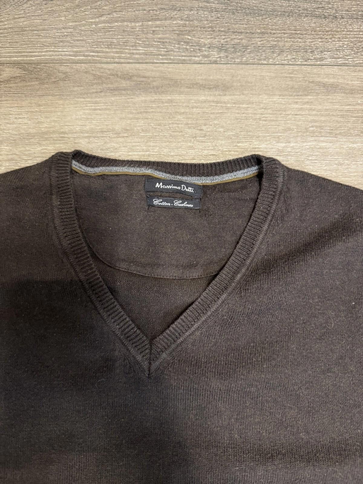 Massimo Dutti Massimo Dutti - Cotton Cashmere Blend Knit Brown V-Neck Size US XXL / EU 58 / 5 - 3 Thumbnail