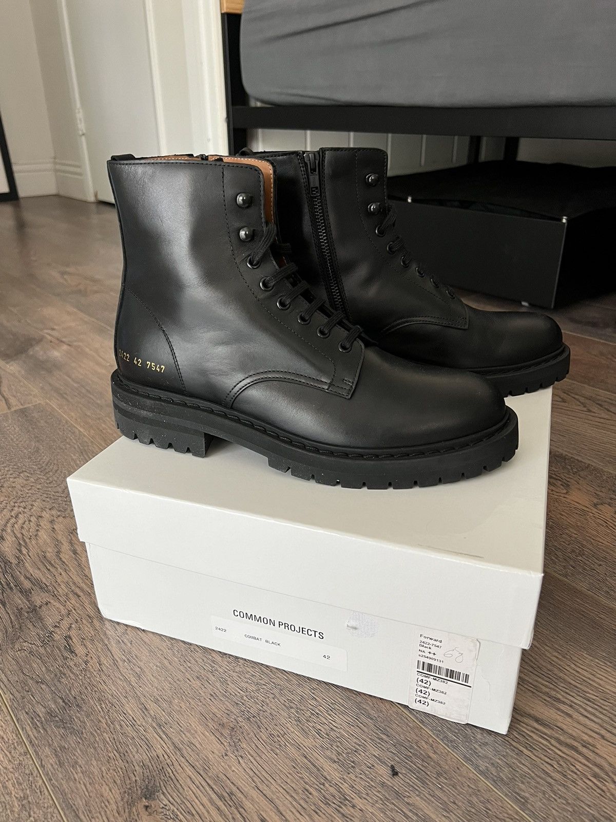 Common Projects Black Leather Combat Boots Common Projects Grailed