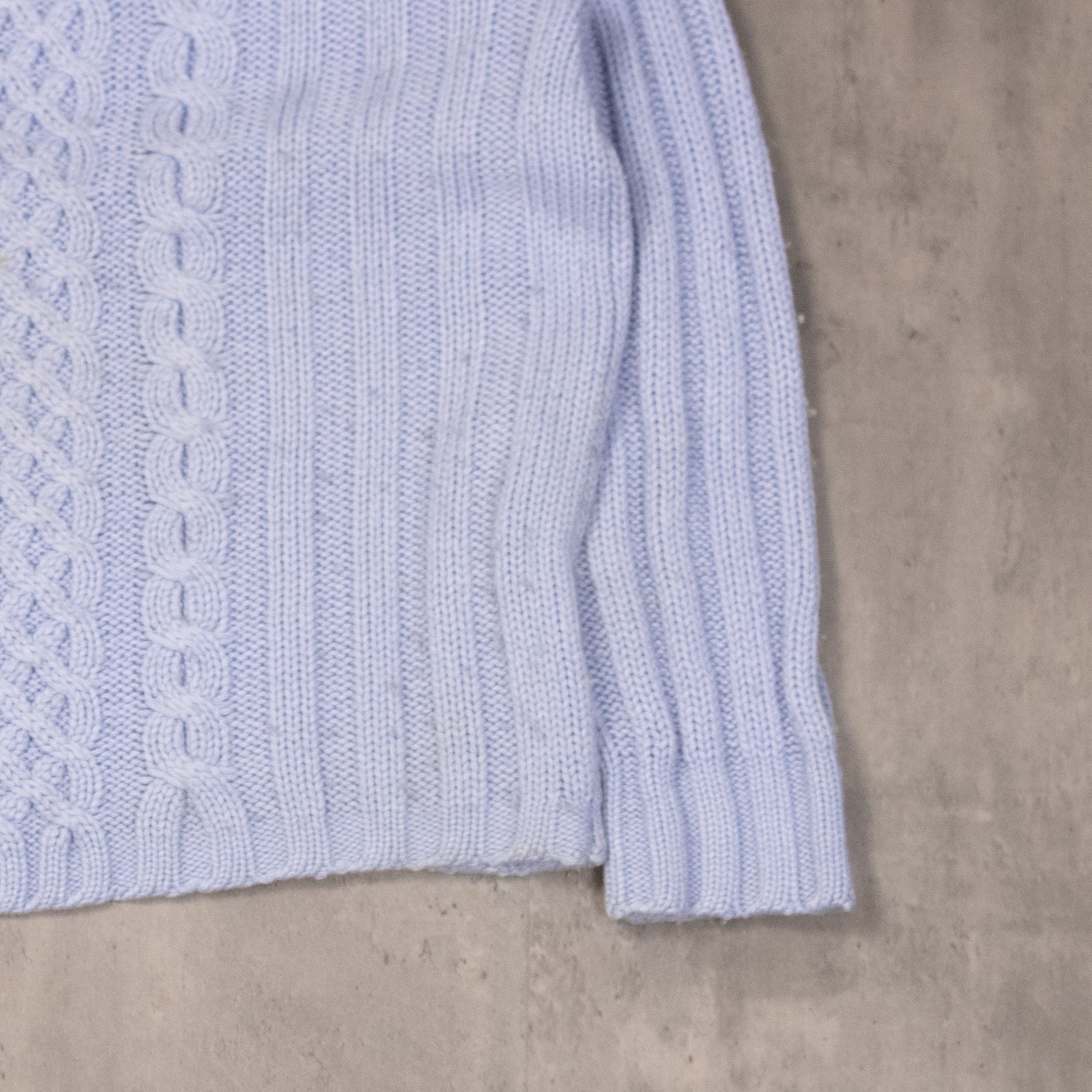 Vintage Vintage 1990's Cable Baby Blue Knitted Crew Neck Sweater Size US M / EU 48-50 / 2 - 5 Thumbnail