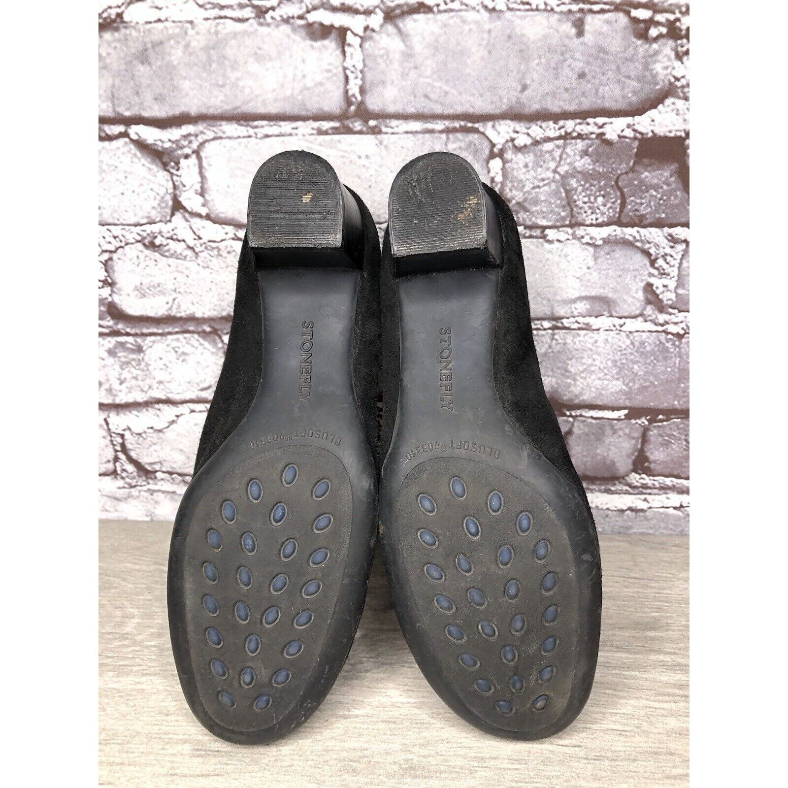 Other Stonefly Black Suede Leather Slip On Round Toe Dress Heels W Size US 8.5 / IT 38.5 - 6 Thumbnail