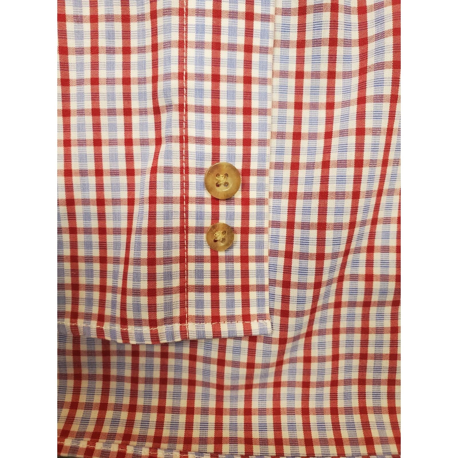 Enro Mens Enro XL Red White Blue Short Sleeve Poplin Cotton Shirt Size US XL / EU 56 / 4 - 6 Thumbnail