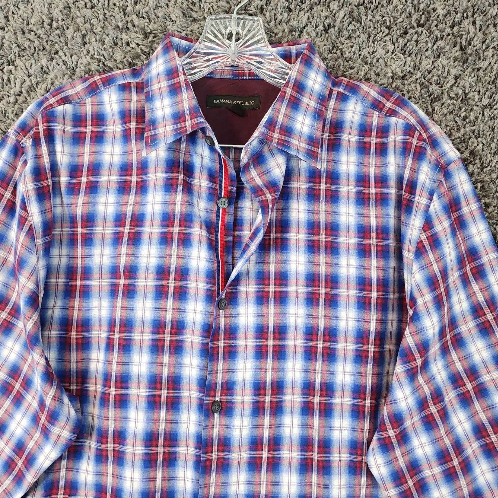 Banana Republic Banana Republic Shirt Men L Blue Red Plaid Button-Up Long Sleeve Size US L / EU 52-54 / 3 - 3 Thumbnail