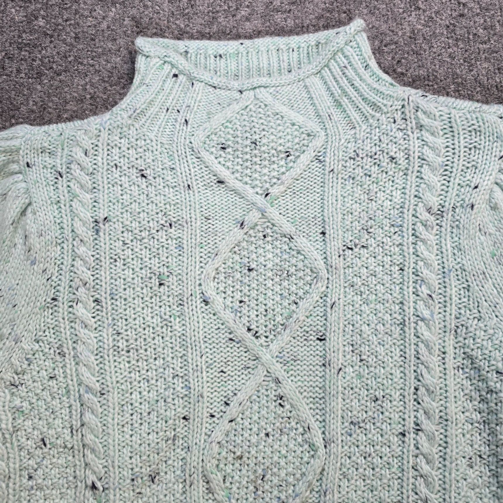 Talbots Talbots Sweater Women Large Green Speckled Cable Knit Sleeve Casual Top Basic Shirt Pullover Knit Turtleneck Long Sleeve Regular Size L / US 10 / IT 46 - 2 Thumbnail