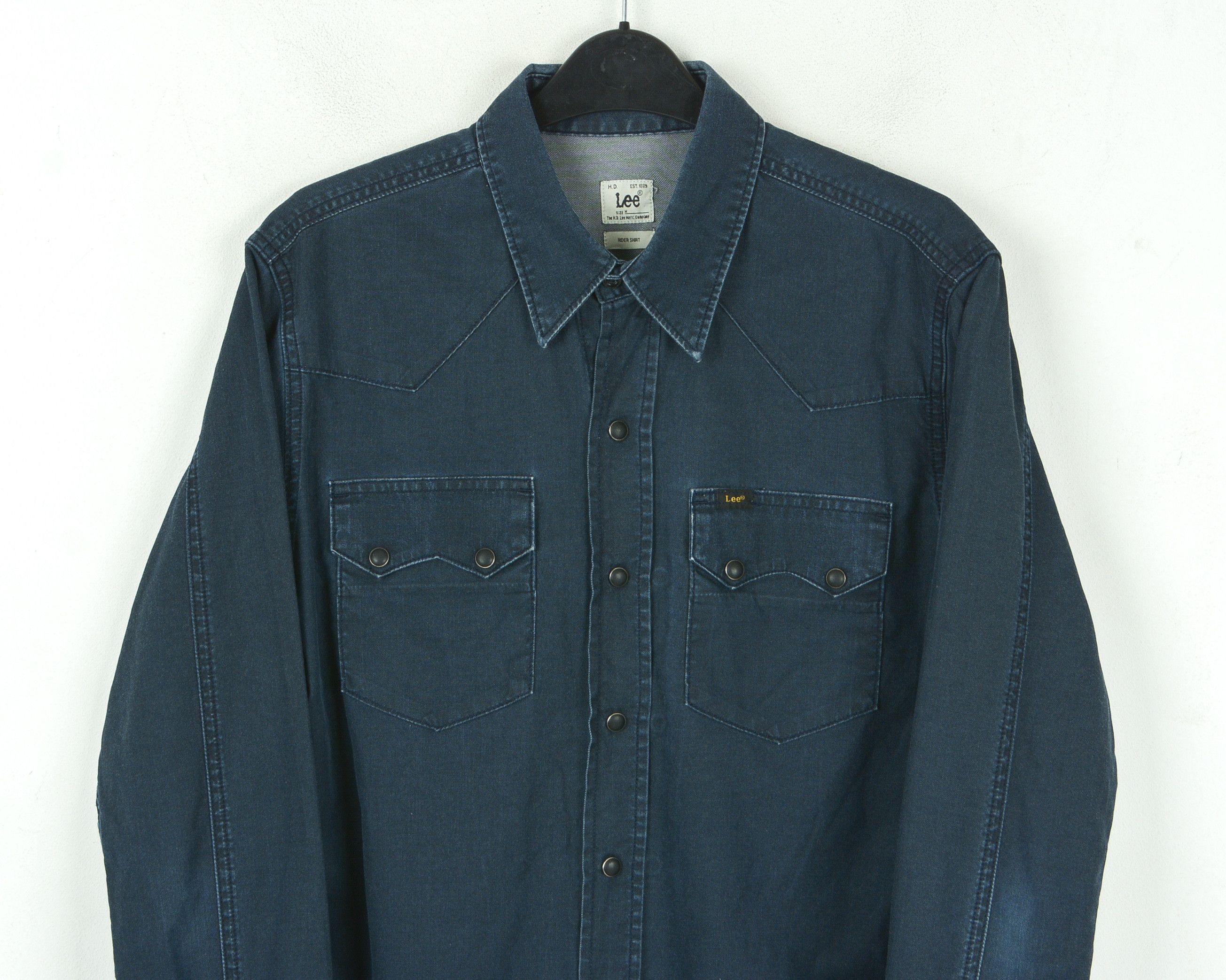 Lee Rider Shirt M Pearl Snap Western Denim Casual Cowboy Top Size US M / EU 48-50 / 2 - 2 Thumbnail