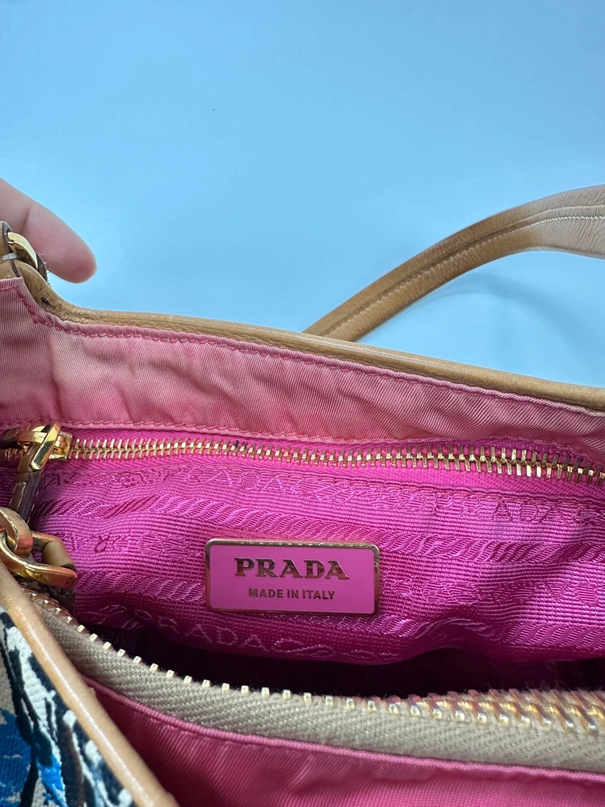 Prada Prada Milano SS04 Venezia Leather & Canvas Painting HandBag Size ONE SIZE - 13 Thumbnail