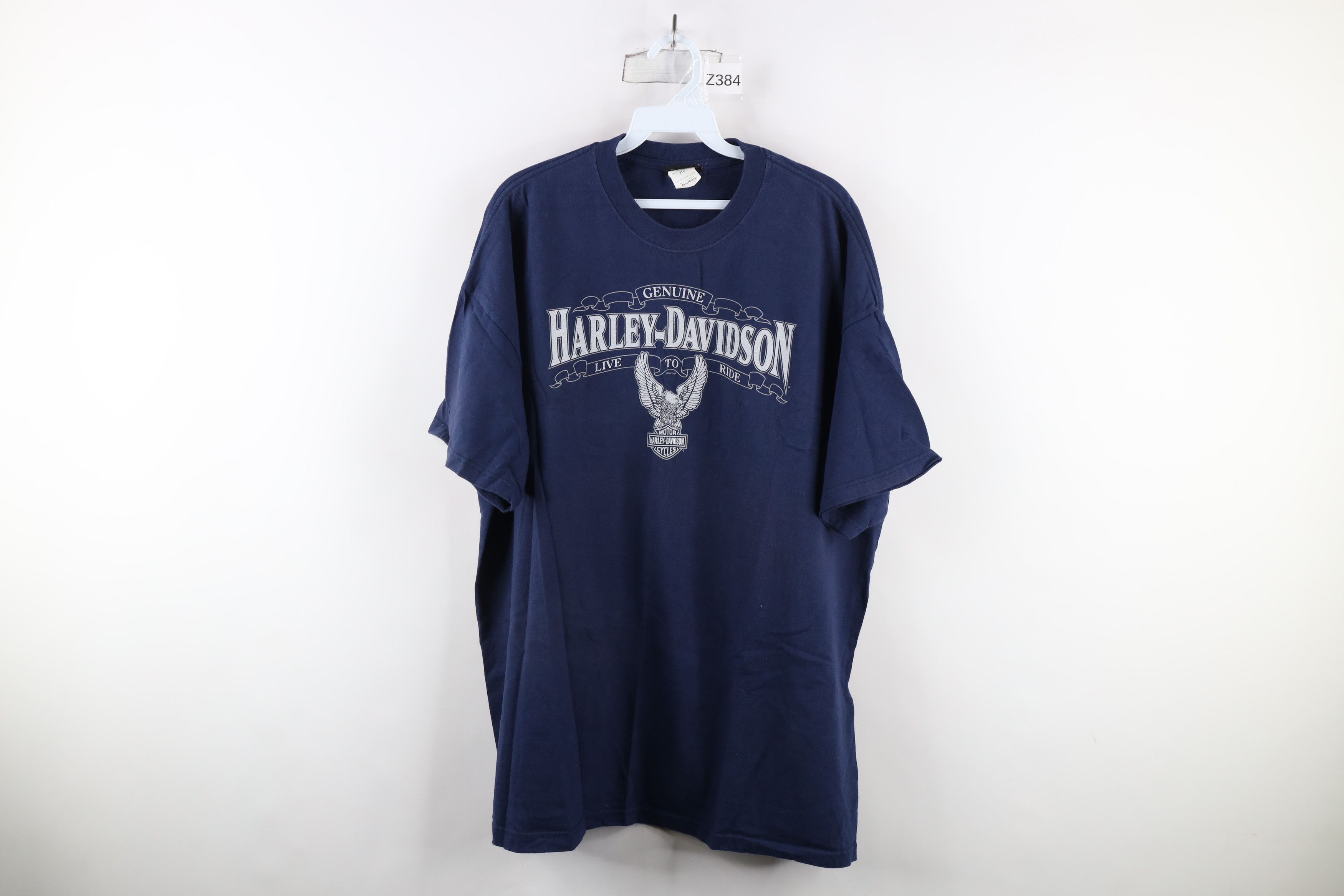 Harley Davidson × Vintage Vintage Y2K 2007 Harley Davidson Eagle Kuwait T-Shirt Blue Size US XXL / EU 58 / 5 - 1 Thumbnail