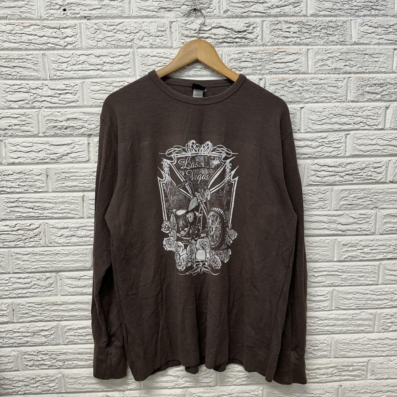 Harley Davidson × Vintage Vintage Skulls Roses Biker Thermal Long Sleeve Shirt XL y2k Size US XL / EU 56 / 4 - 1 Thumbnail