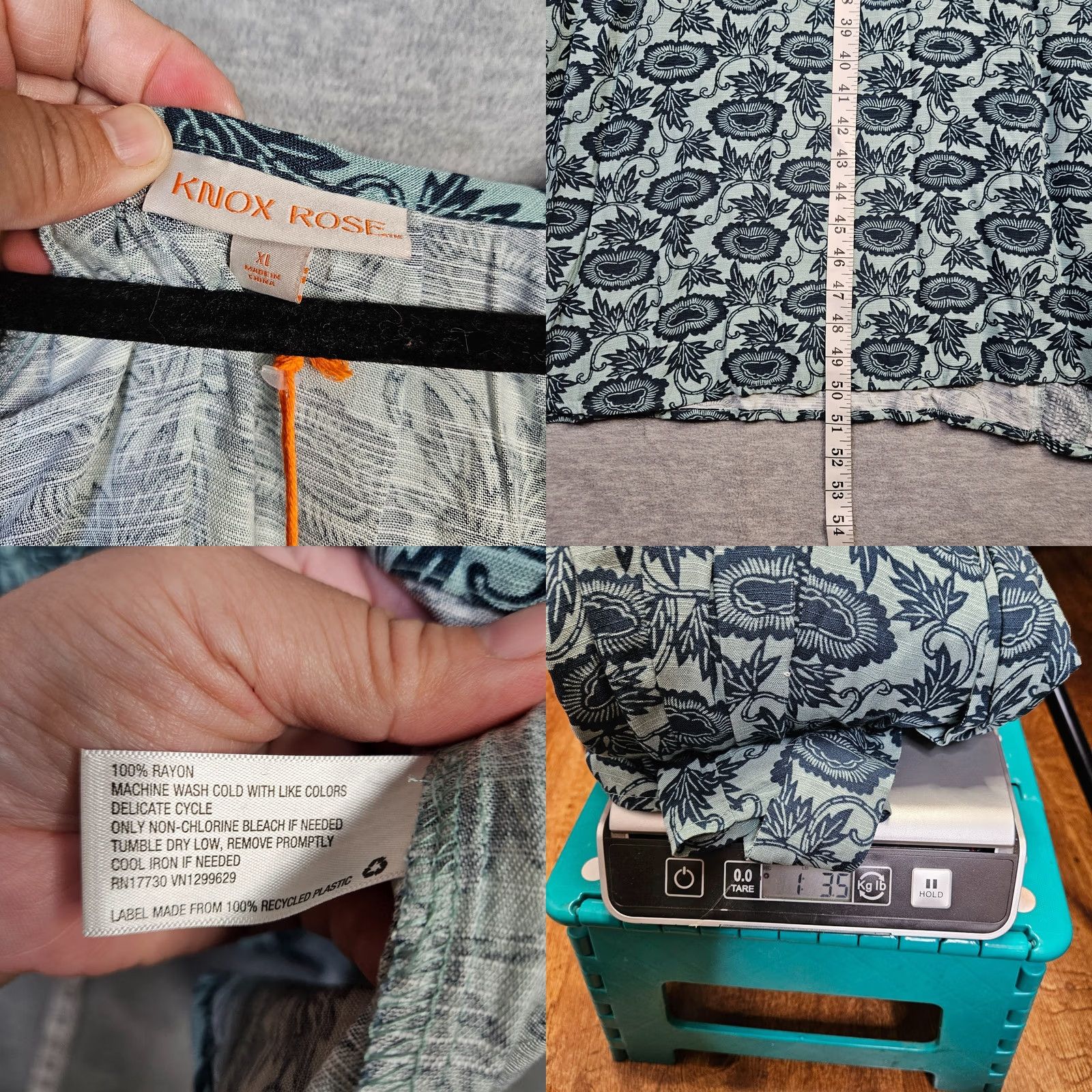 Vintage Knox Rose Dress Blue Floral Long Sleeve XL Womens A-Line Bohemian NWT V-Neck Pockets Lightweight All Season Casual Size XL Size XL / US 12-14 / IT 48-50 - 8 Thumbnail