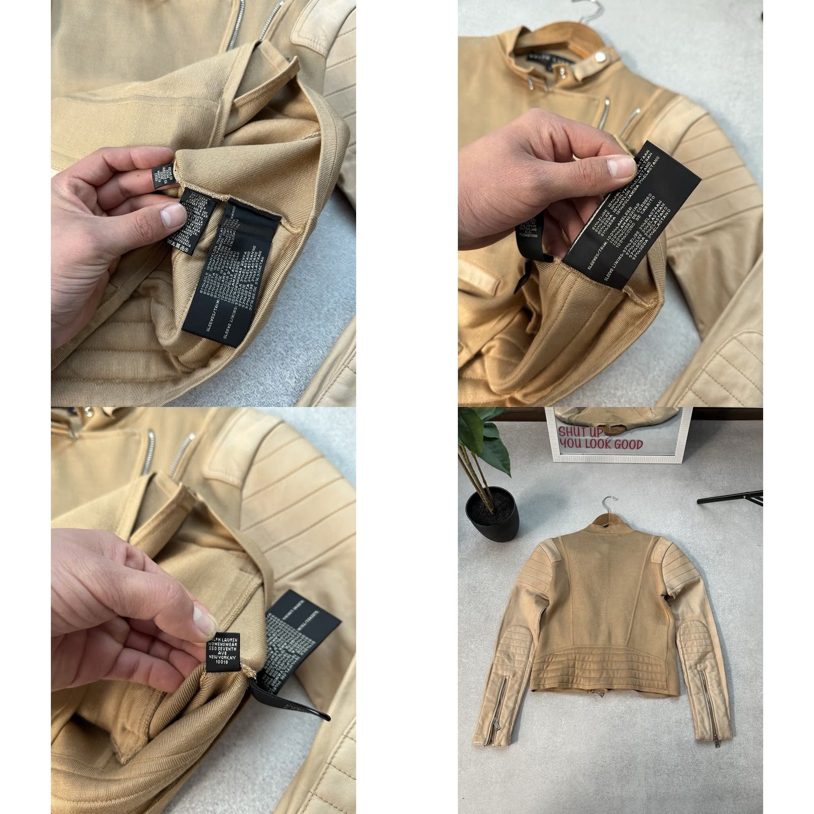 Ralph Lauren VINTAGE Ralph Lauren Leather Biker Jacket Womens Beige Size S Size S / US 4 / IT 40 - 10 Thumbnail