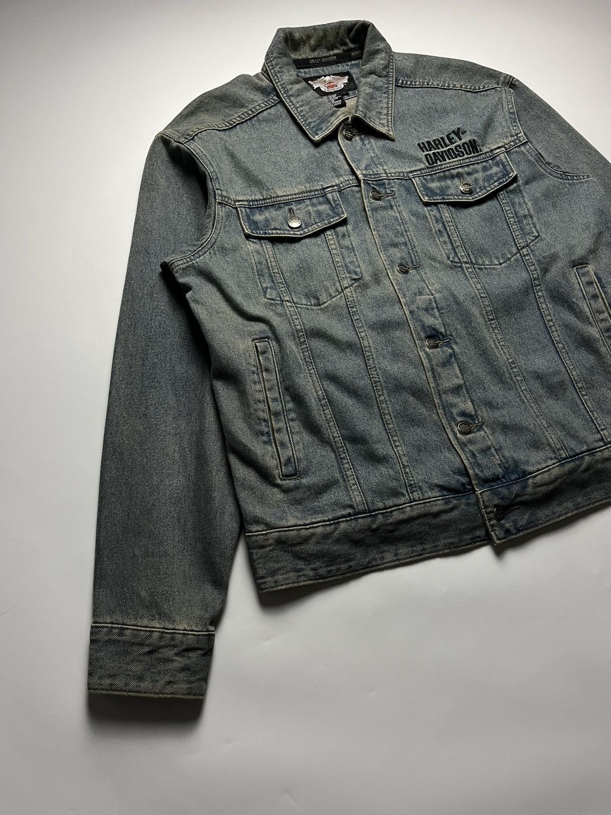 Harley Davidson Harley Davidson Gothic Skull Embroidered Denim Jacket Size US L / EU 52-54 / 3 - 6 Thumbnail