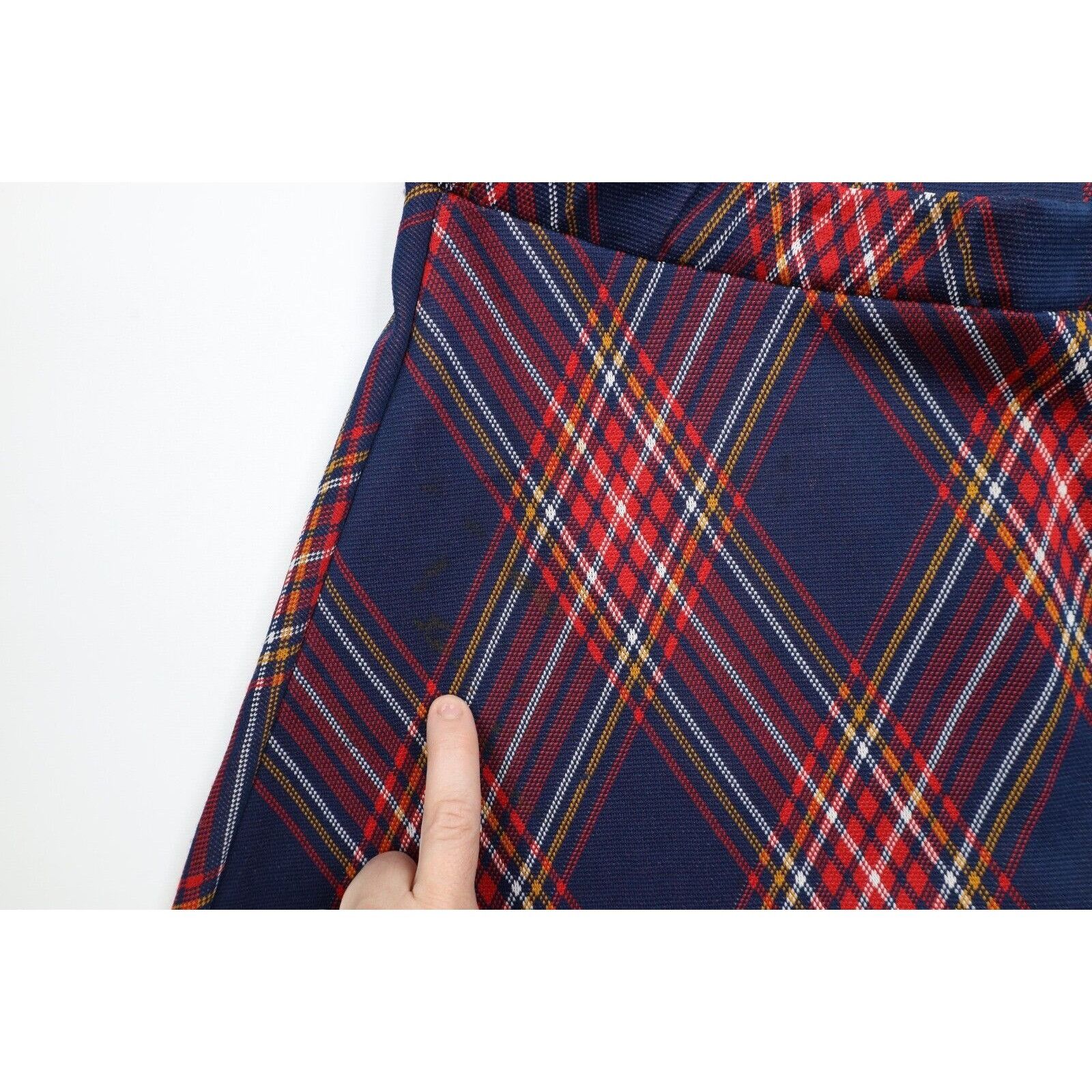 Vintage Vintage 70s Streetwear Distressed Knit Plaid Skirt Size 34" / US 12 / IT 48 - 5 Thumbnail
