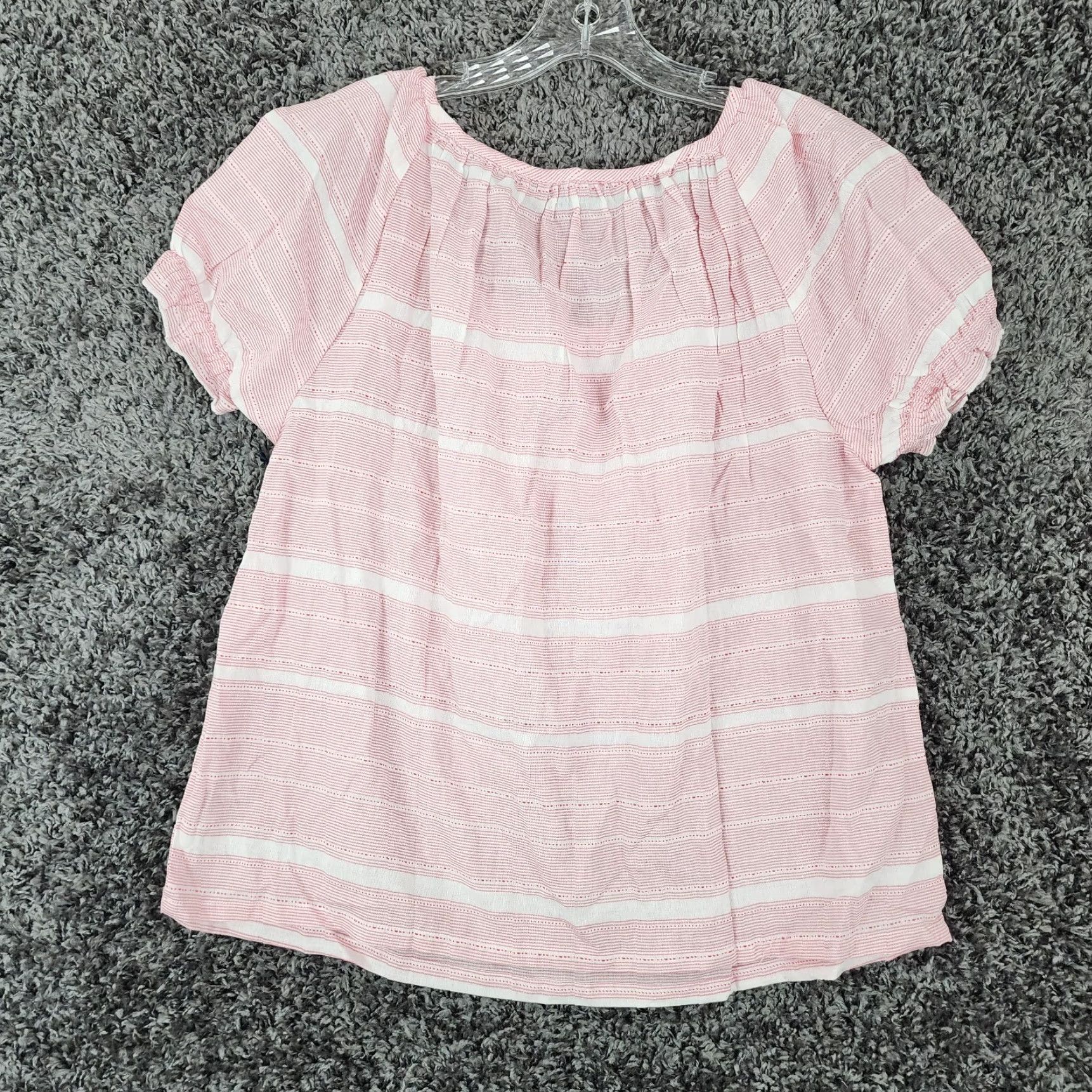 Vintage NEW U.S. Polo Assn. Women's Pink Striped Blouse Short Sleeve Size L Size L / US 10 / IT 46 - 7 Thumbnail