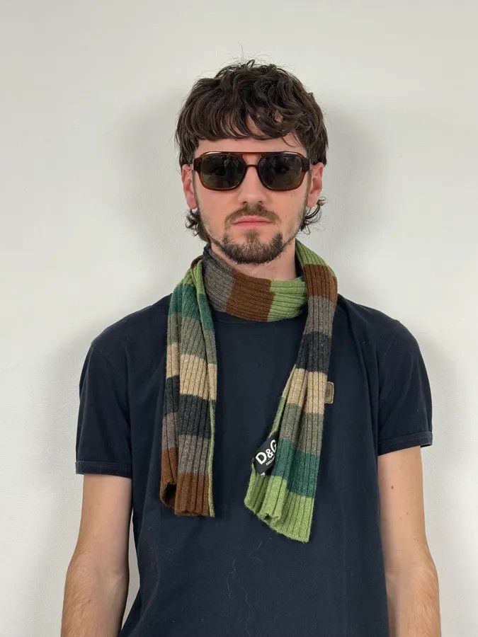 Dolce & Gabbana 2000s Dolce & Gabbana Green Wool Forest Autumn Scarf Size ONE SIZE - 2 Thumbnail