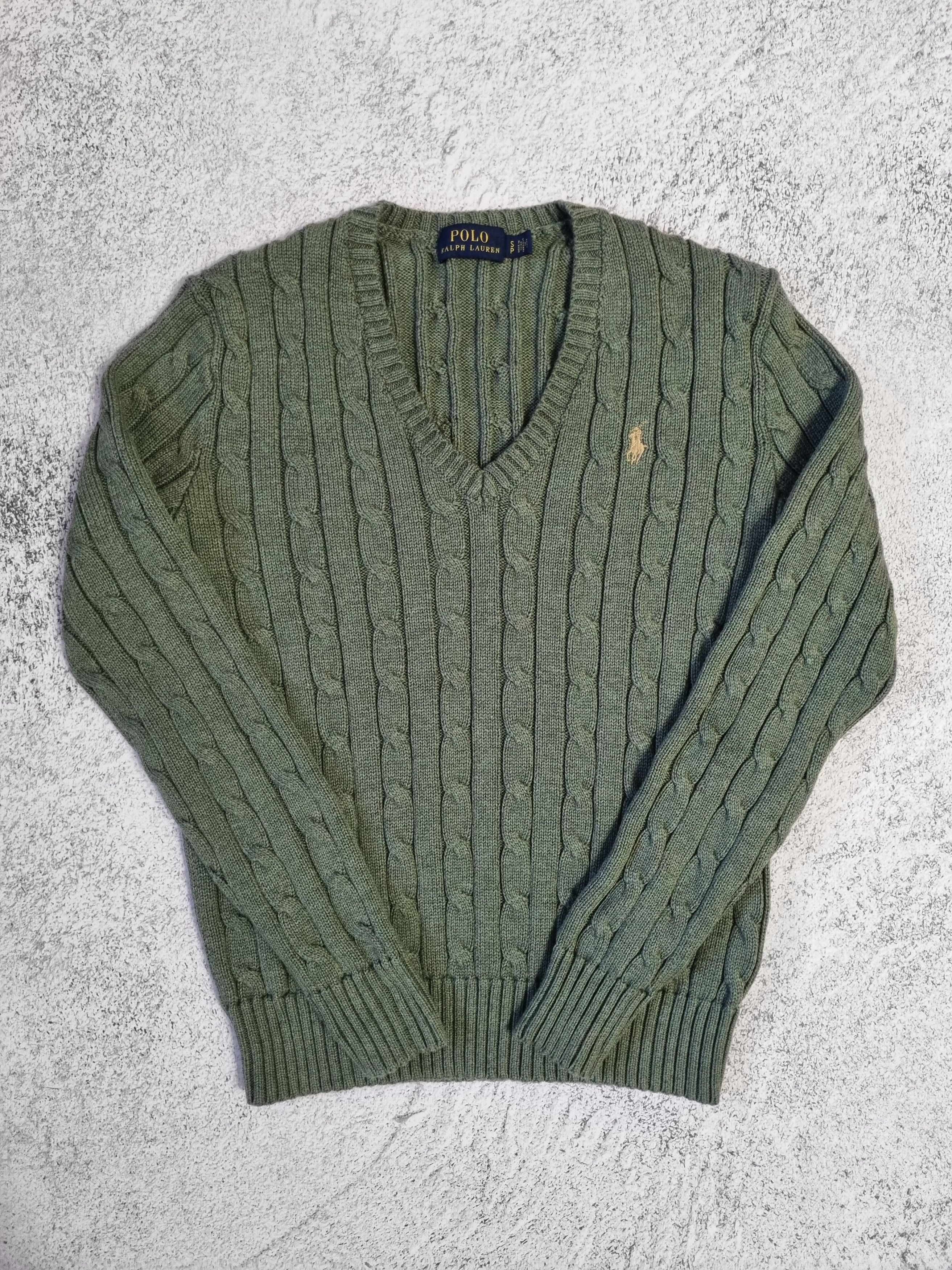 Polo Ralph Lauren Polo Ralph Lauren Braided Cable Knit V Neck Cotton Sweater Size S / US 4 / IT 40 - 1 Thumbnail