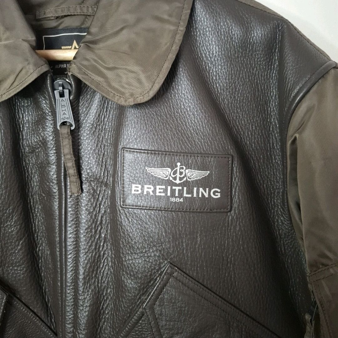 ALPHA INDUSTRIES X BREITLING Leather Flying Top Gun Jacket