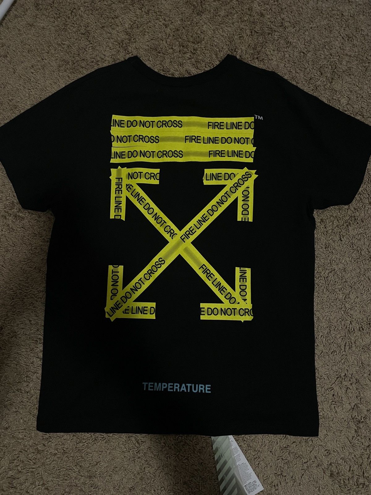 image of Off White Off-White Black Firetape T-Ahirt, Men's (Size Medium)