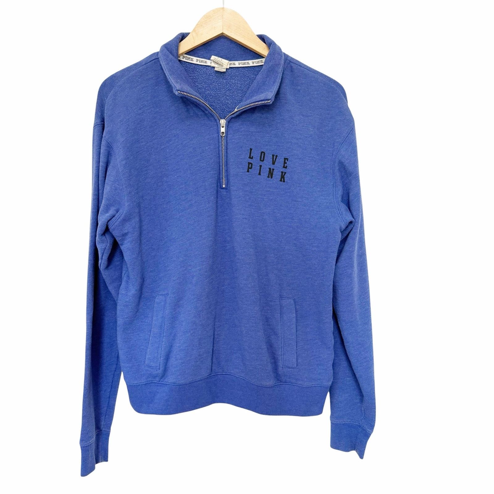 Victoria's Secret Victoria's Secret PINK Blue Quarter Zip Sweatshirt Sz S Size S / US 4 / IT 40 - 1 Thumbnail