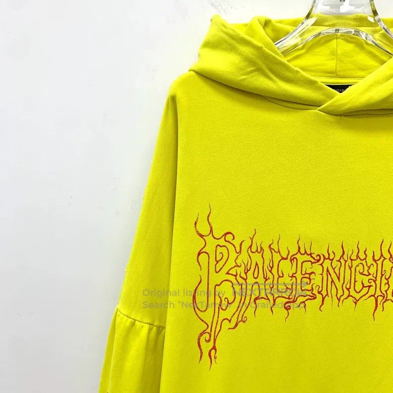 Balenciaga Balenciaga Yellow Logo Letter Flame Pattern Printed Cotton Size US M / EU 48-50 / 2 - 3 Thumbnail