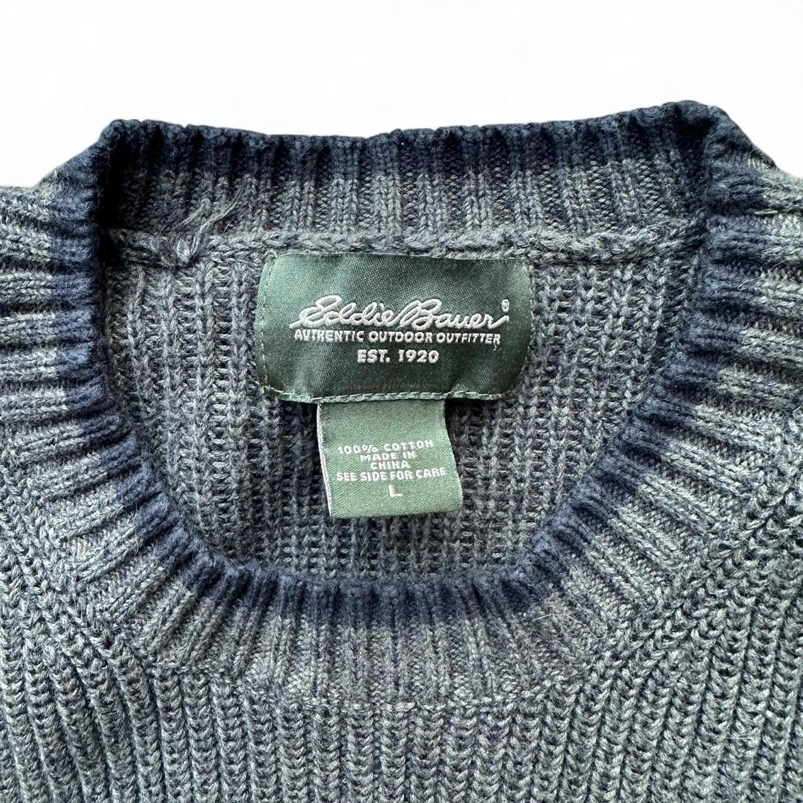 Eddie Bauer Eddie Bauer Mens Crew Neck Sweater Large Green Cotton Knit Size US L / EU 52-54 / 3 - 3 Thumbnail