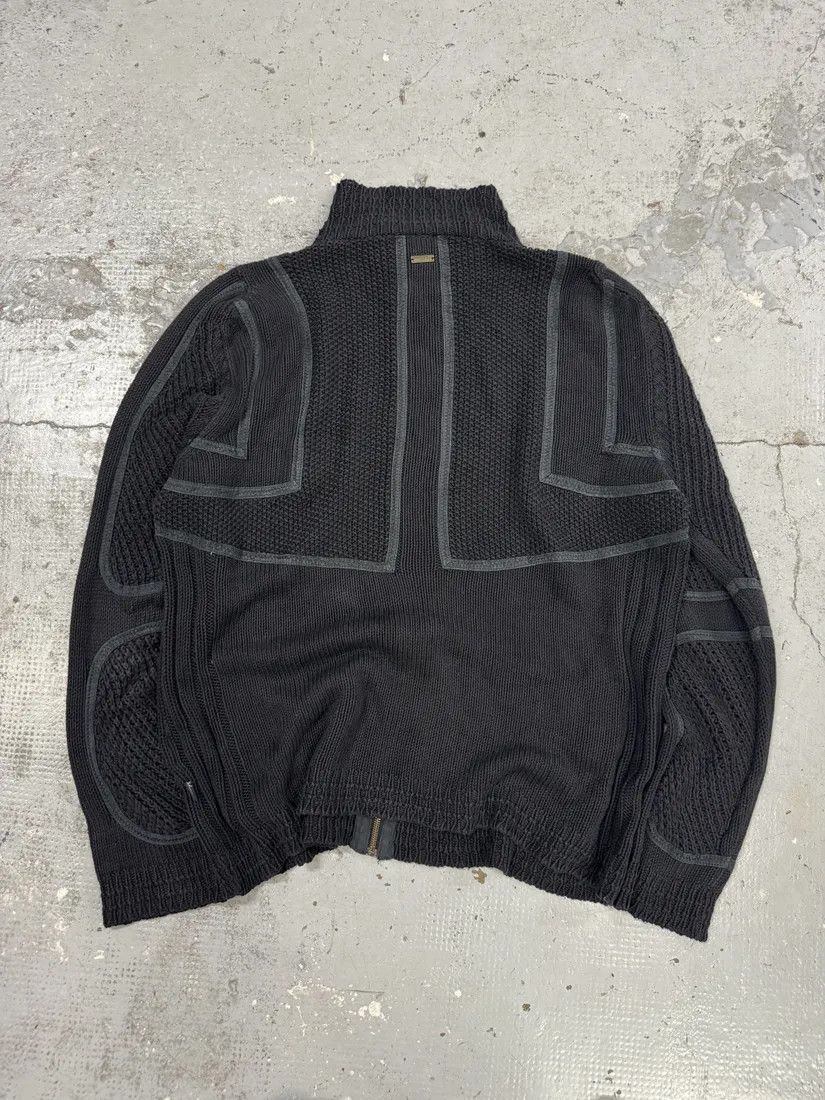 Just Cavalli SS2007 Cavalli Black Wool Biker Hybrid Zip-up Jacket Size US L / EU 52-54 / 3 - 4 Thumbnail