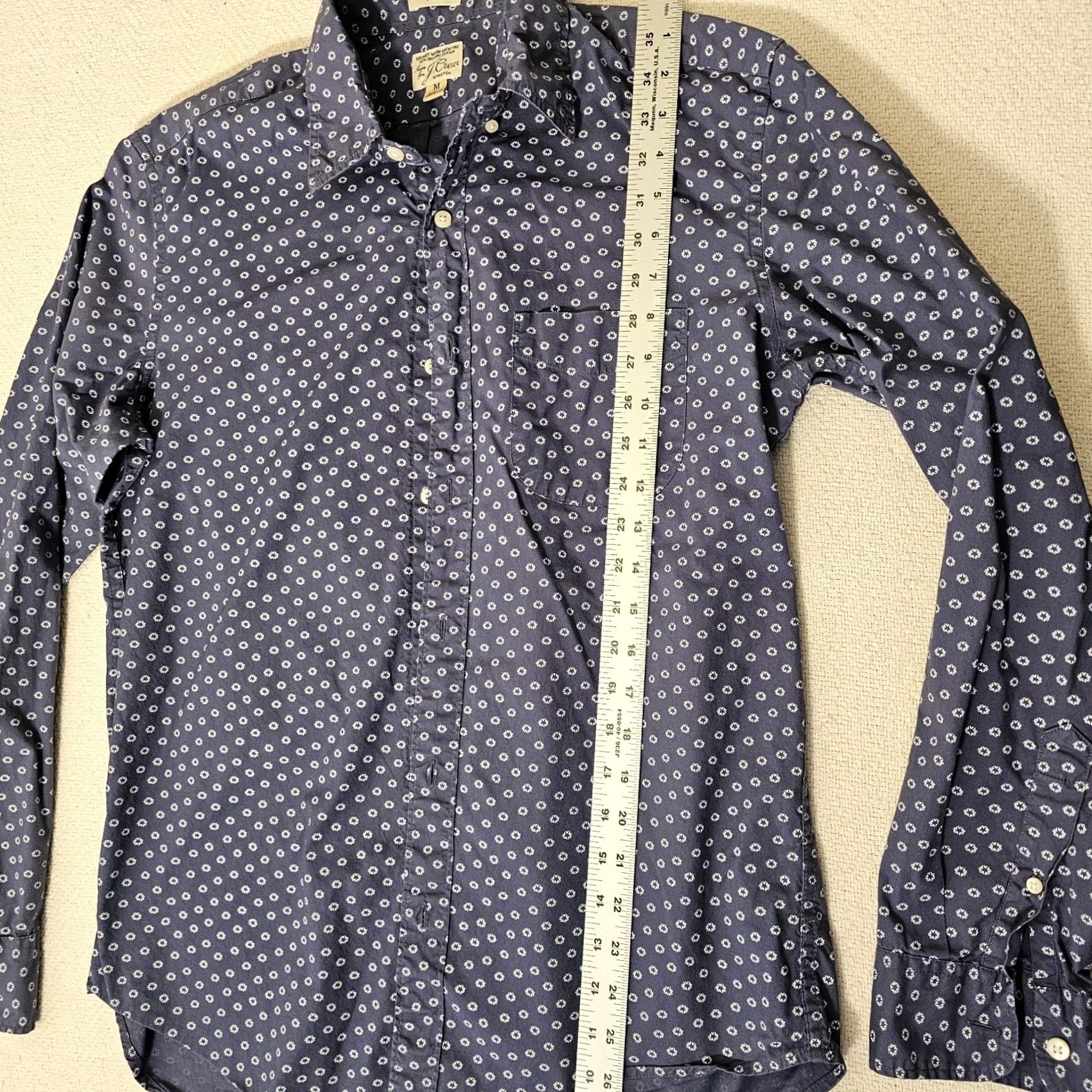 J.Crew J.CREW Button-Up Shirt Geometric Blue Organic Cotton Size M Stretch Men's Shirt Size US M / EU 48-50 / 2 - 4 Thumbnail