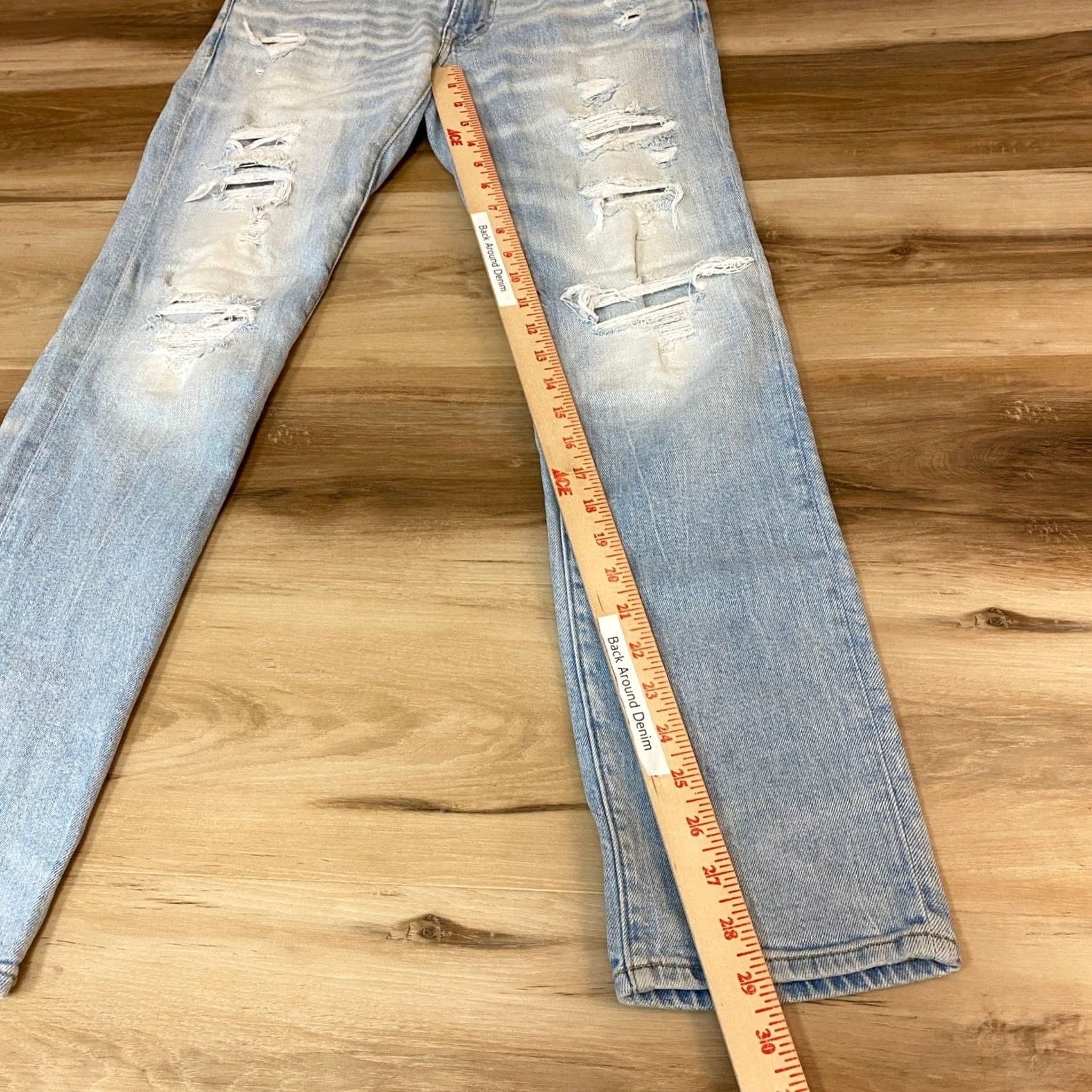 Vintage American Eagle Jeans Mens Slim Denim 29x30 Light Wash Distressed Pockets Comfort Distressed 29x30 Mens Jeans Slim Fit Denim Blue Size US 29 - 5 Thumbnail