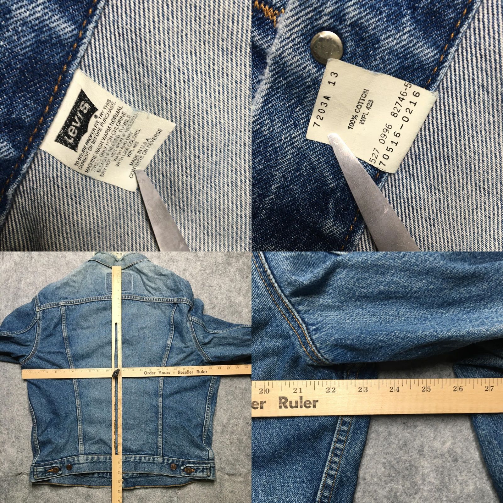 Levi's VINTAGE Levi's Jacket Mens XL Blue Denim Trucker Kona Hawaii Patch Distressed 90s Harley Biker Vintage Panama City Hawaii Patch Crew? Size US XL / EU 56 / 4 - 9 Thumbnail