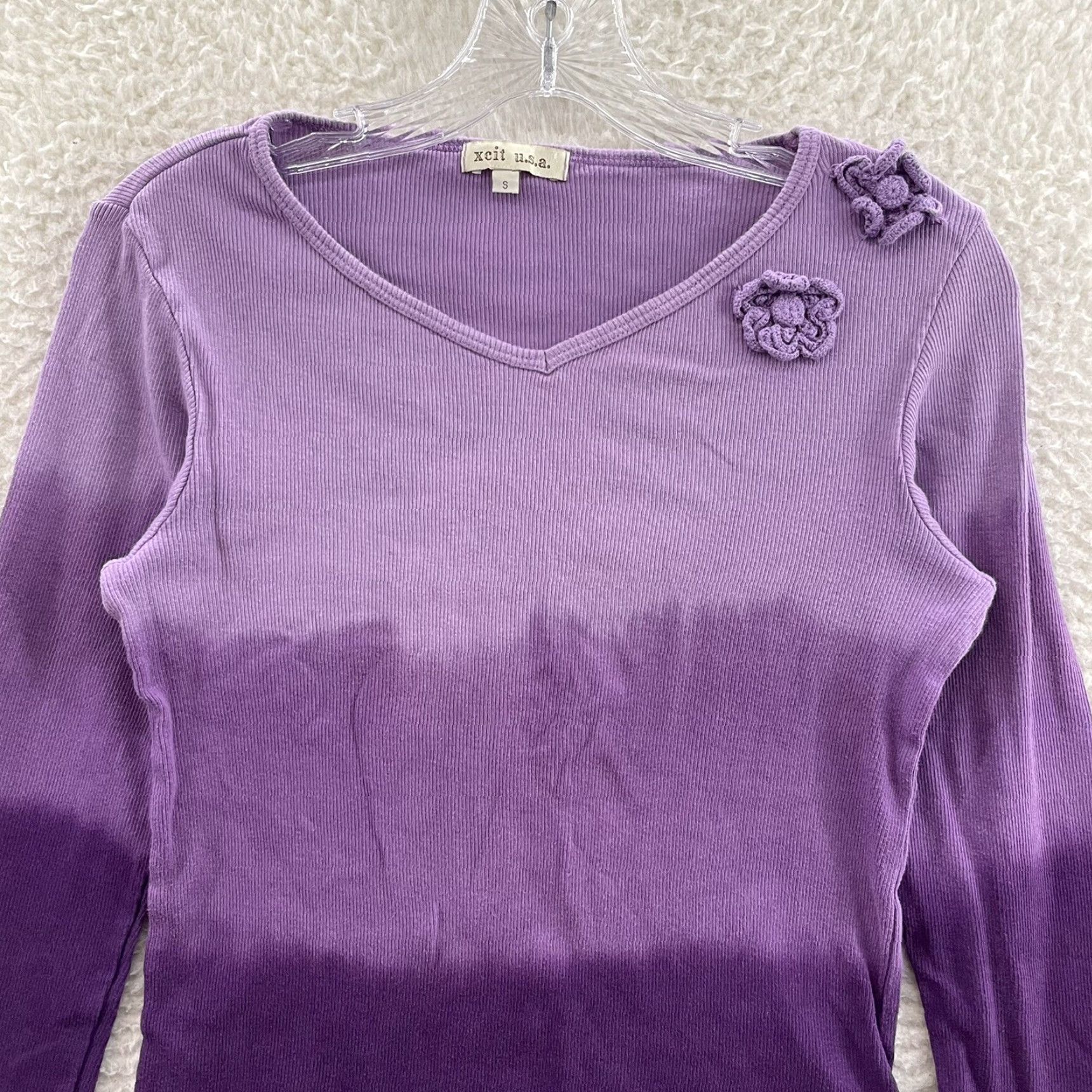 Vintage VINTAGE Y2K Top Purple Ombre Knit Hippie Boho Fairy Grunge Whimsigoth Shirt Womens S Size S / US 4 / IT 40 - 3 Thumbnail