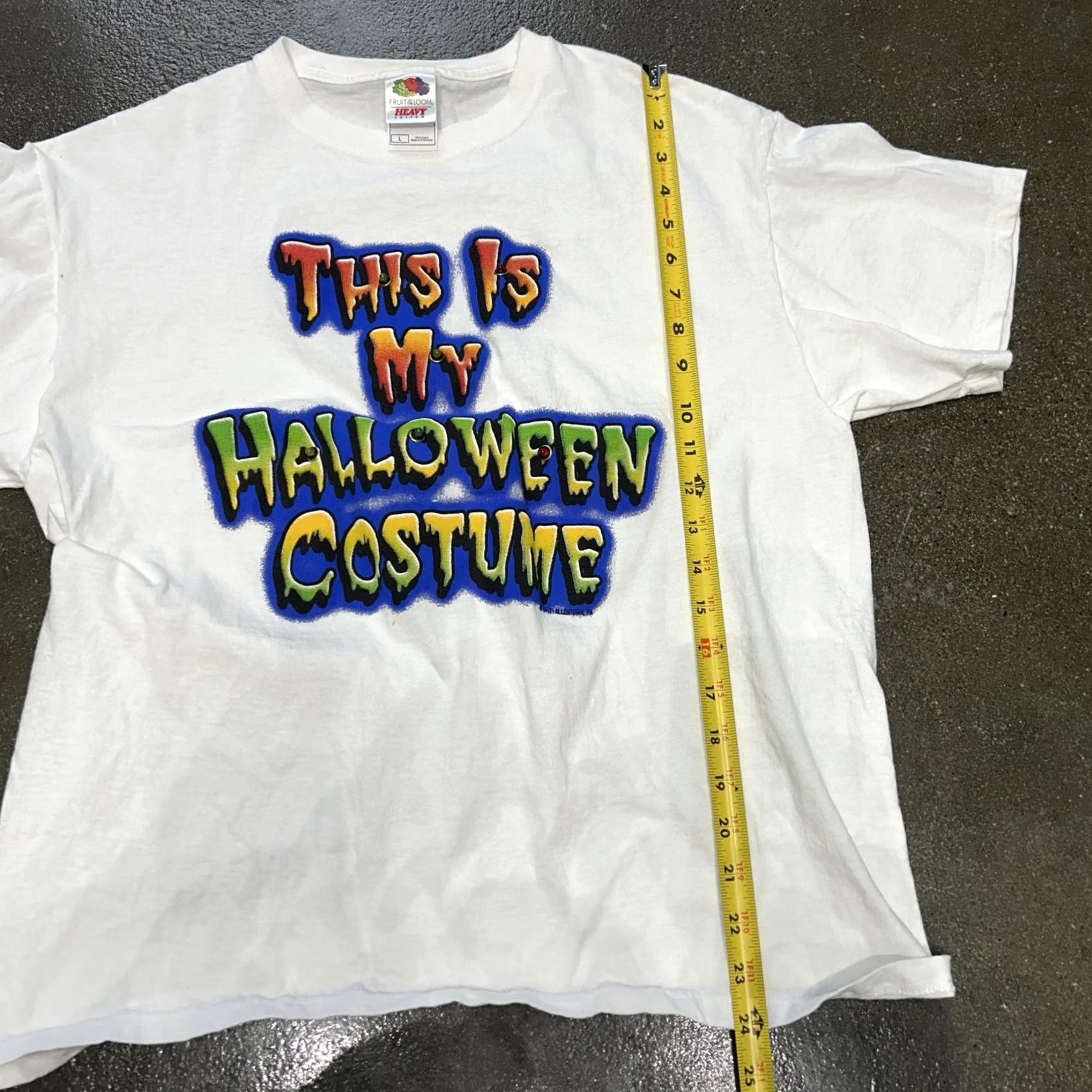 Fruit Of The Loom VINTAGE This Is My Halloween Costume Shirt Mens Large White Light Up LED Graphic Funny Size US L / EU 52-54 / 3 - 5 Thumbnail